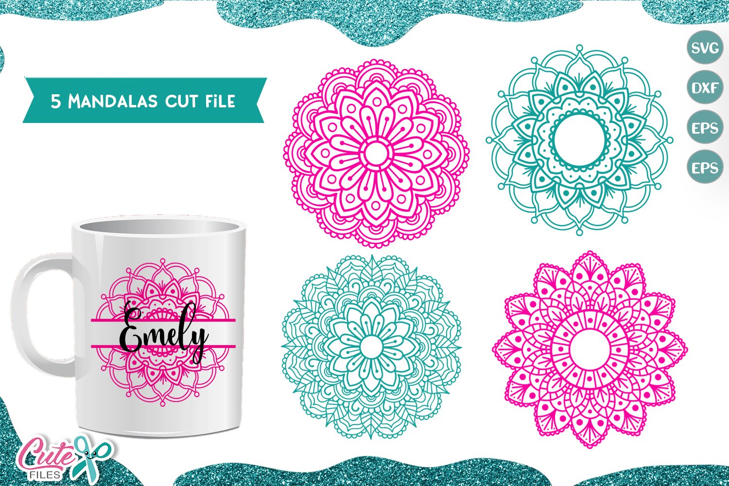 Mandala set of 5 SVG cut file for crafters