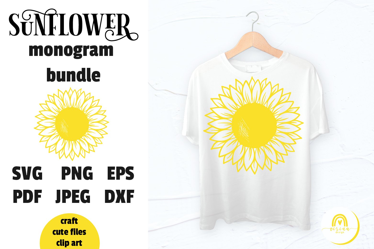 Sunflower bundle SVG. Sunflower Monogram Frame 2