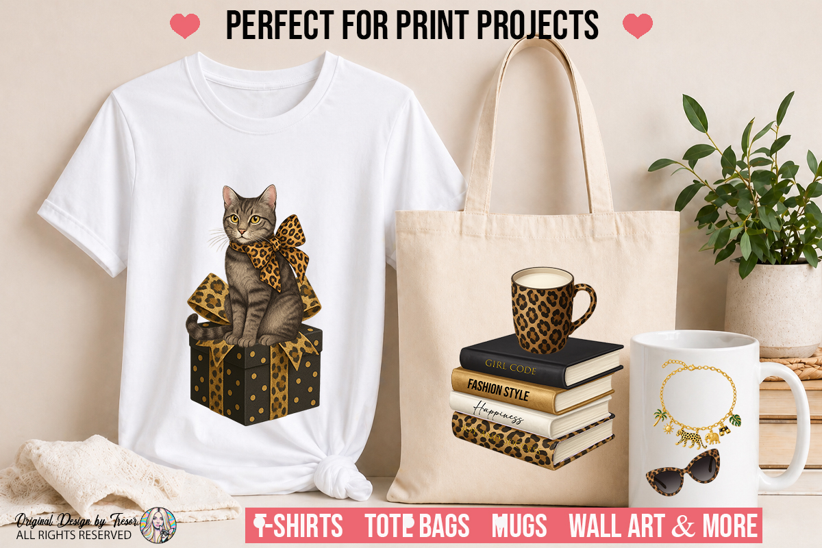Leopard Clipart PNG Bundle | 12 Fashion Animal Print Set 3