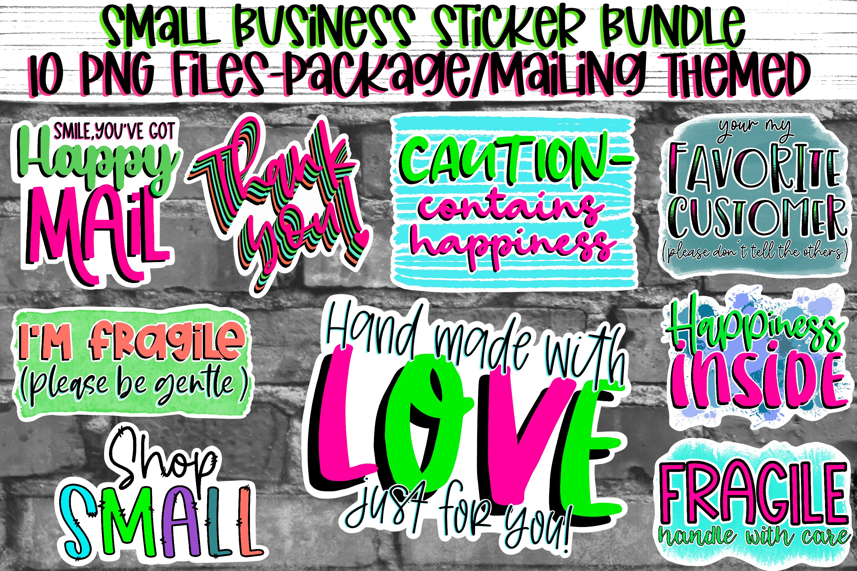 Small Business Sticker Bundle|Mailing,Packing,Thank You|PNGs