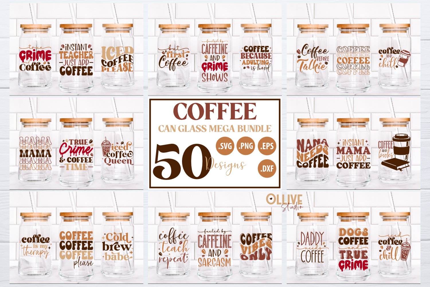 Coffee Can Glass SVG Mega Bundle | Coffee SVG Bundle