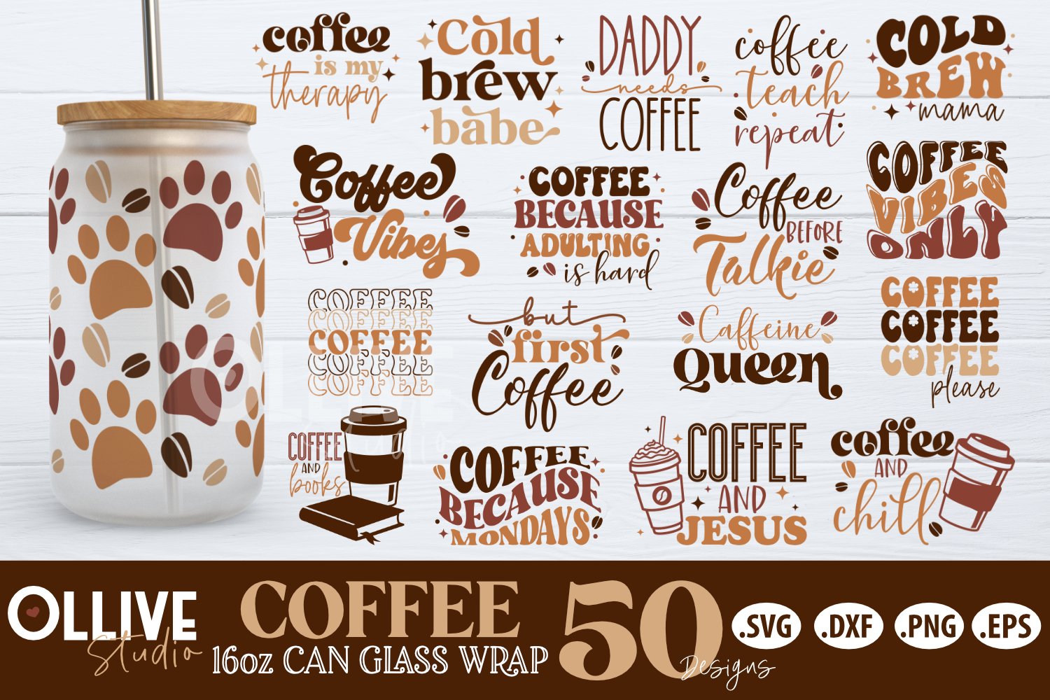 Coffee Can Glass SVG Mega Bundle | Coffee SVG Bundle 3