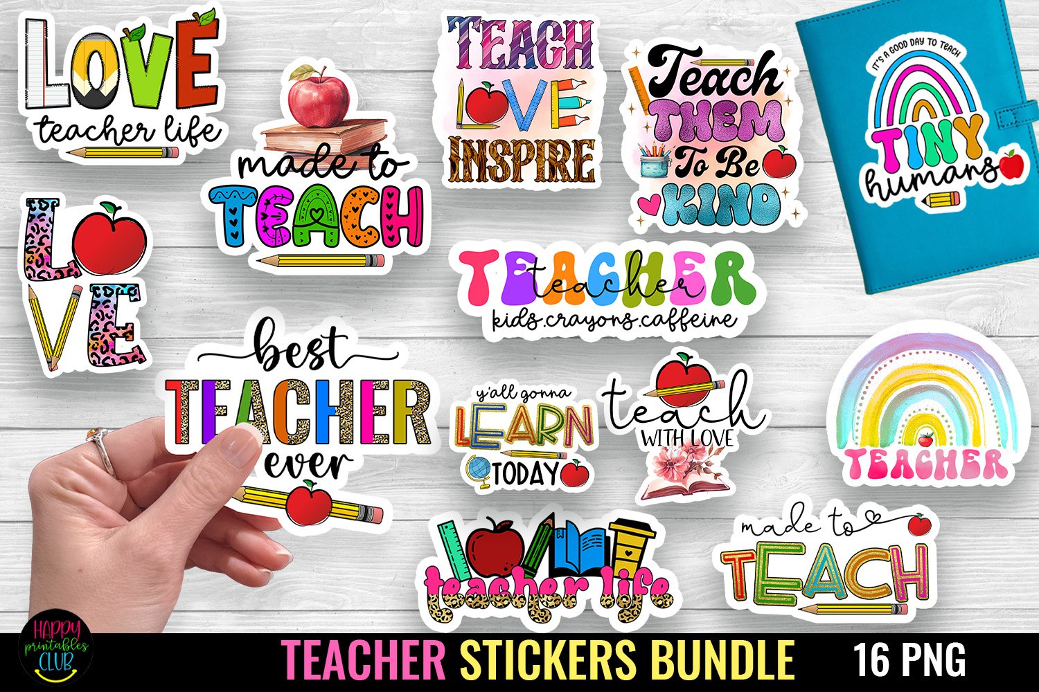 Teacher Stickers Bundle I Printable Teacher Stickers PNG