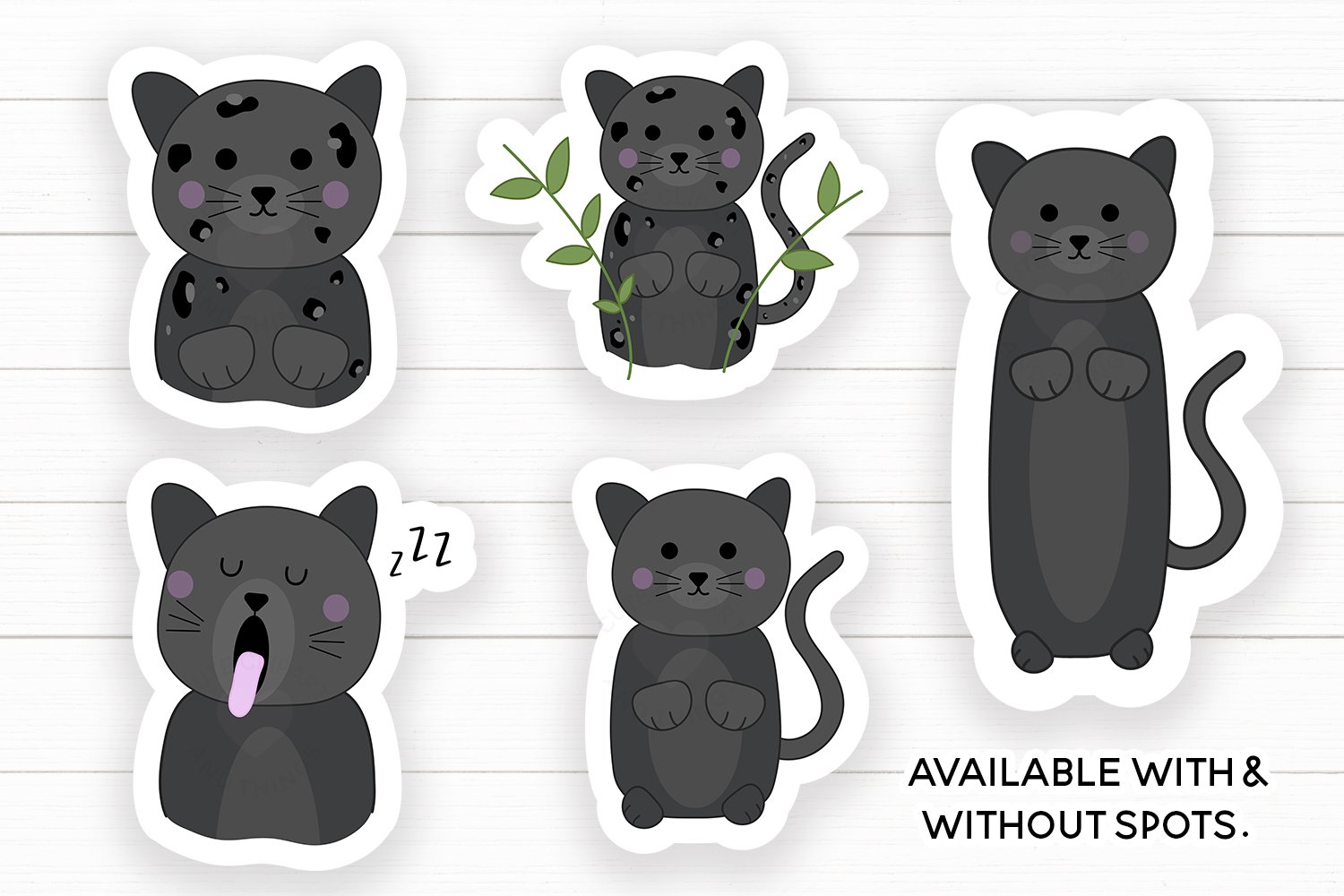 Kawaii Panther Stickers - 34 Printable Stickers 2
