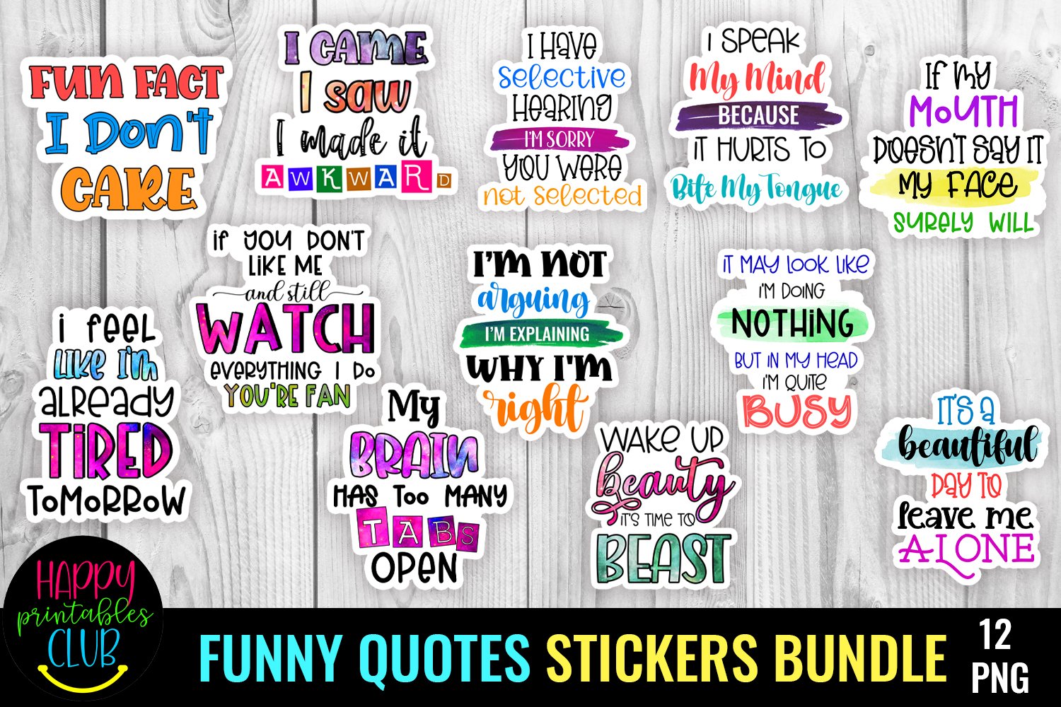 Funny Quotes Stickers Bundle I Sarcastic Quotes Stickers
