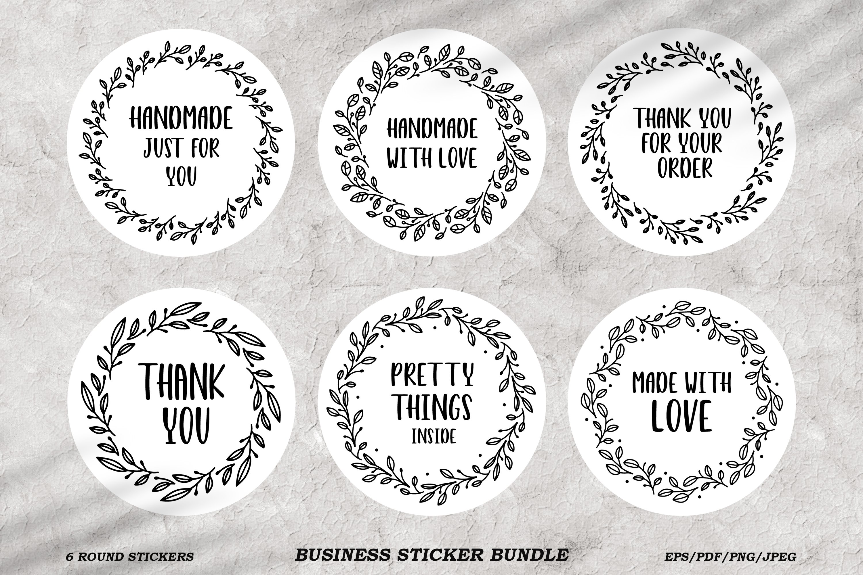 Business Sticker Bundle PNG. Handmade with love. Thank you.