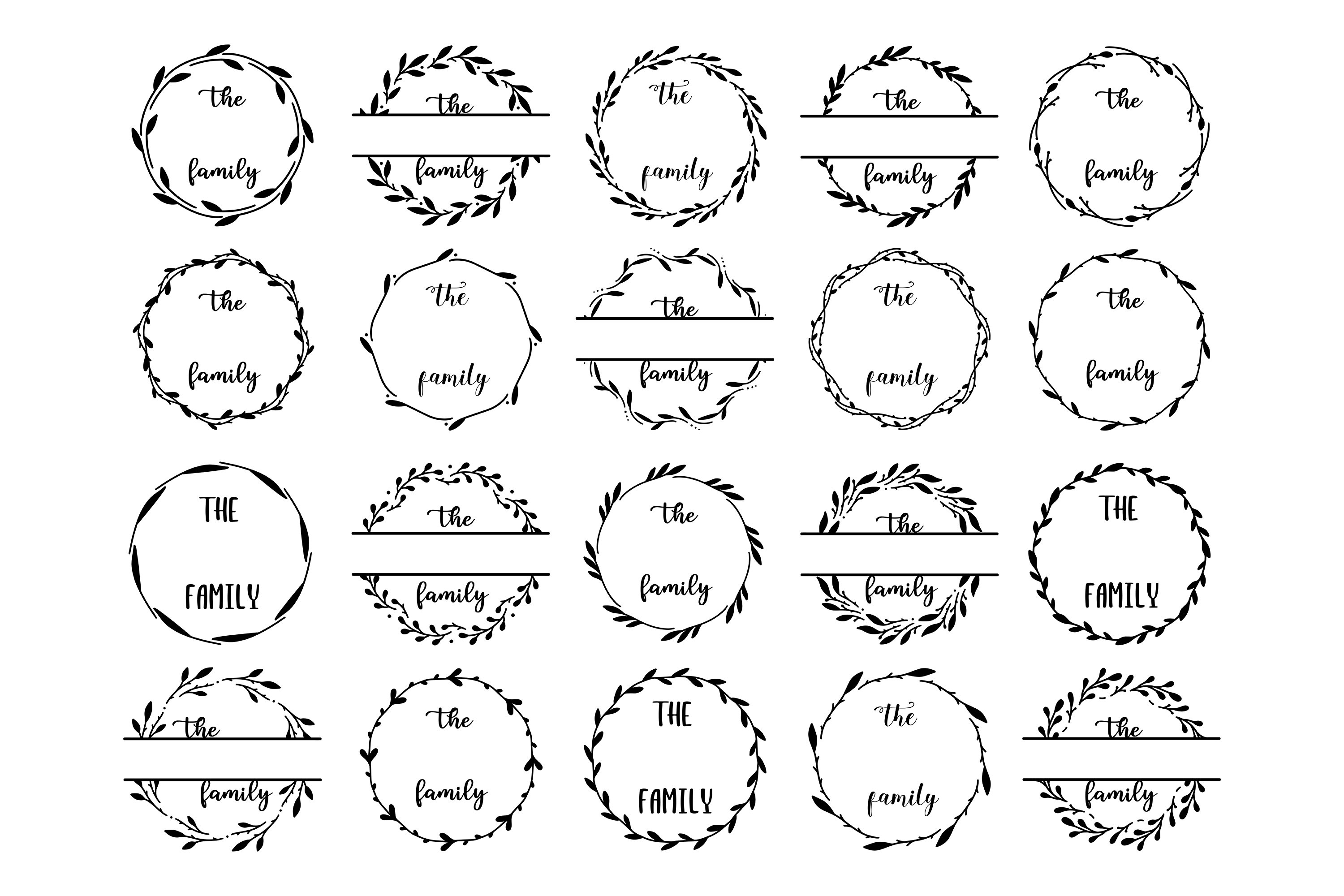 Family monogram bundle. Round signs collection 2