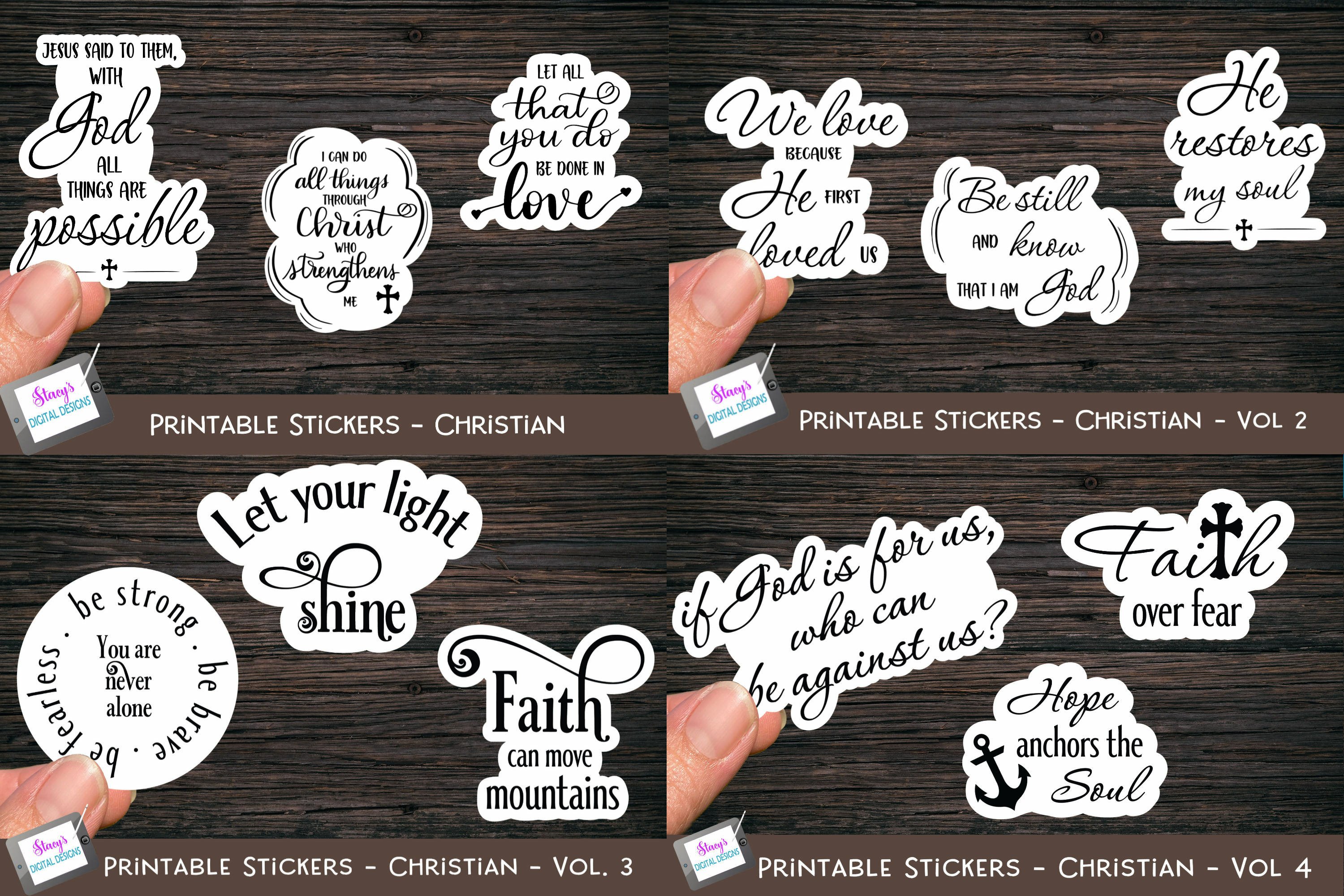 Christian Stickers Bundle - 12 Bible Verse Sticker Designs
