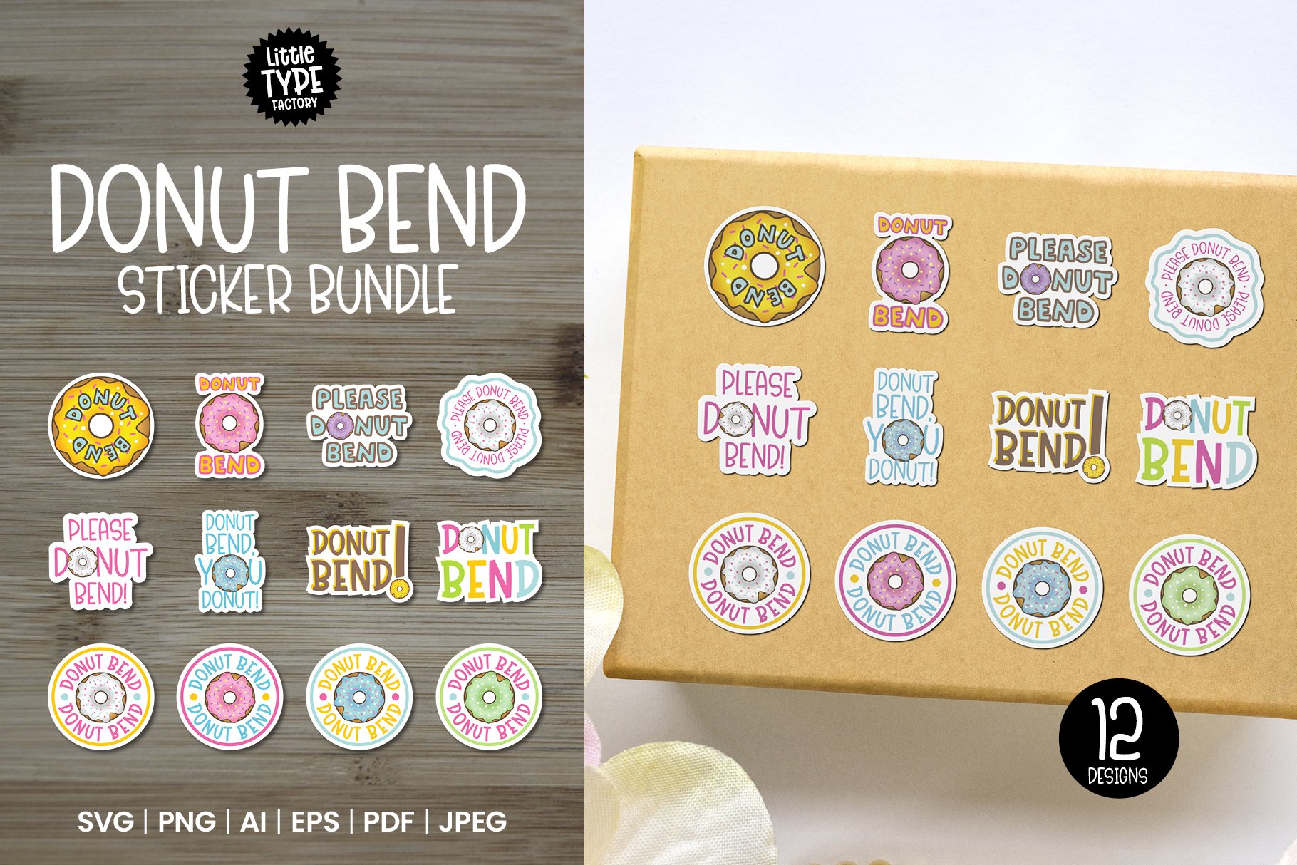 DONUT BEND STICKERS | Cute Donut SVG Bundle