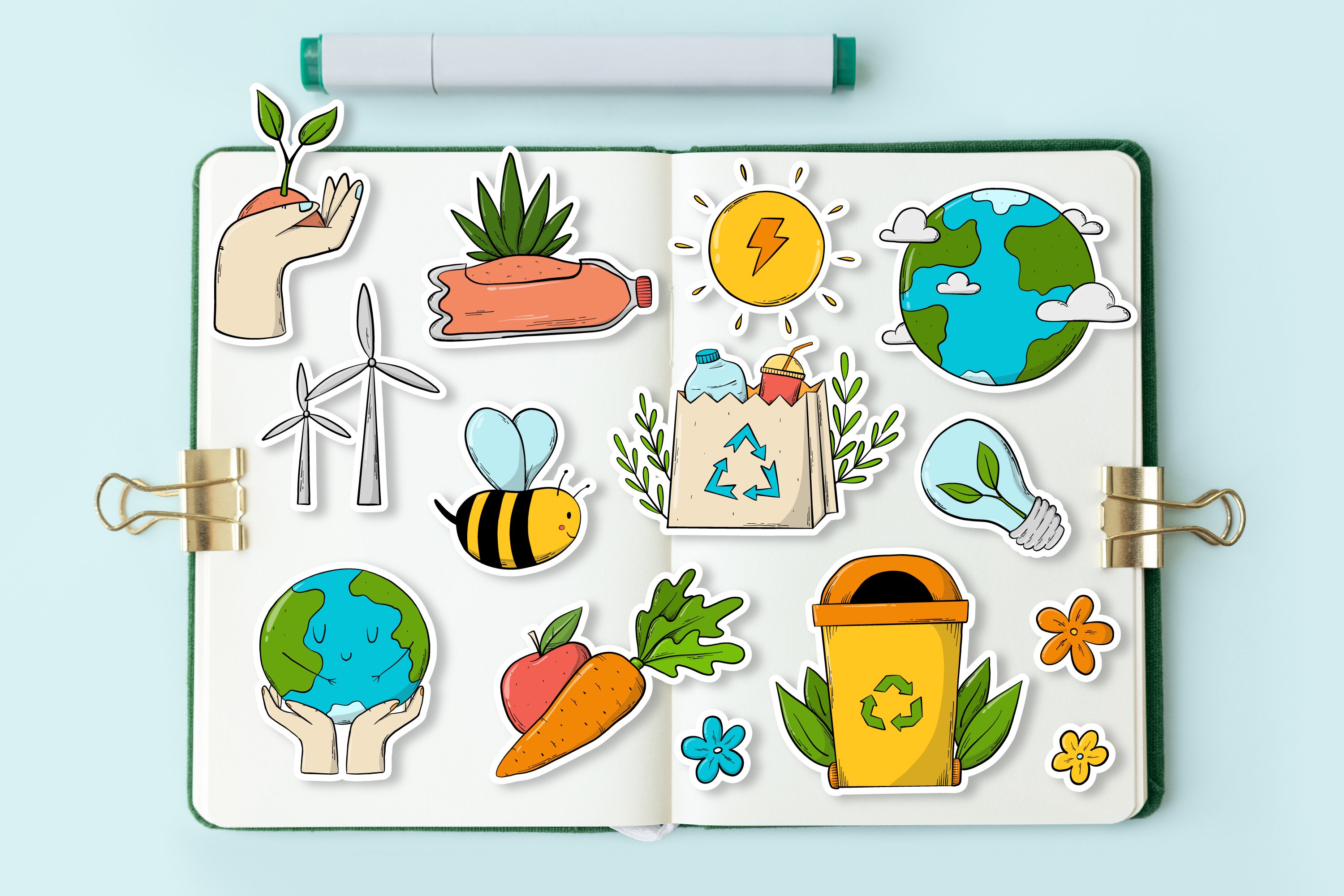 25 EARTH DAY STICKERS / DOODLES EPS PNG JPG 2