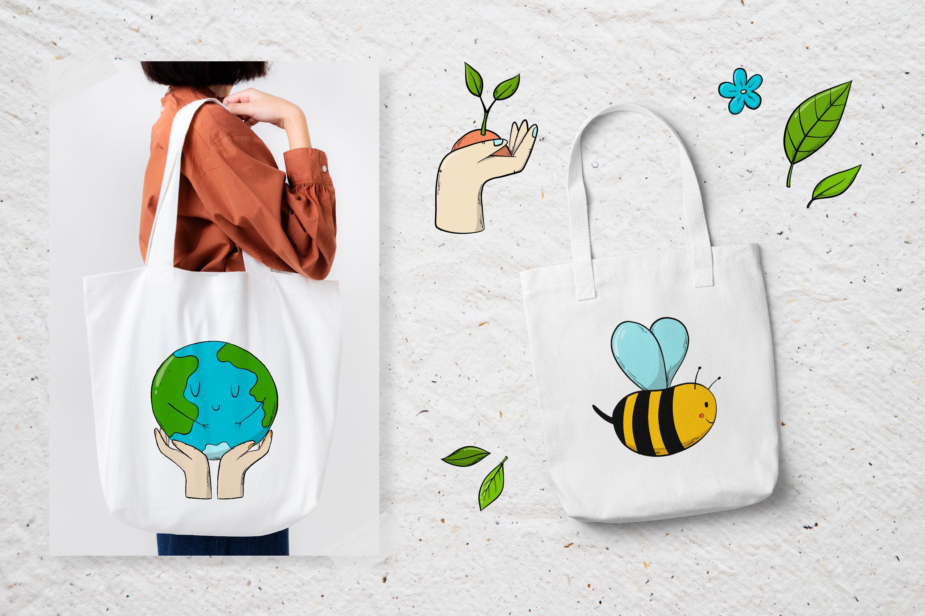 25 EARTH DAY STICKERS / DOODLES EPS PNG JPG 3