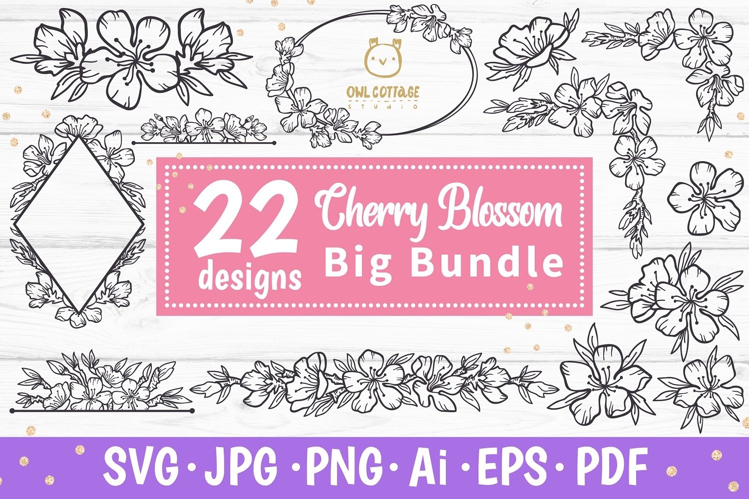 Cherry Blossom Big BUNDLE SVG, Spring FloralSVG Collection