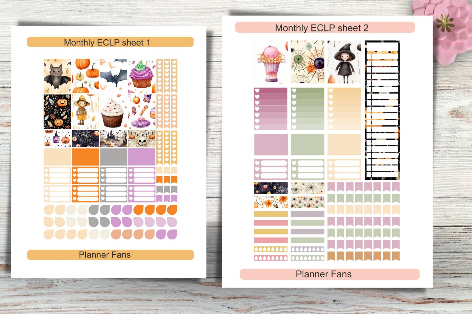Printable monthly Halloween sticker kit for Erin Condren 2