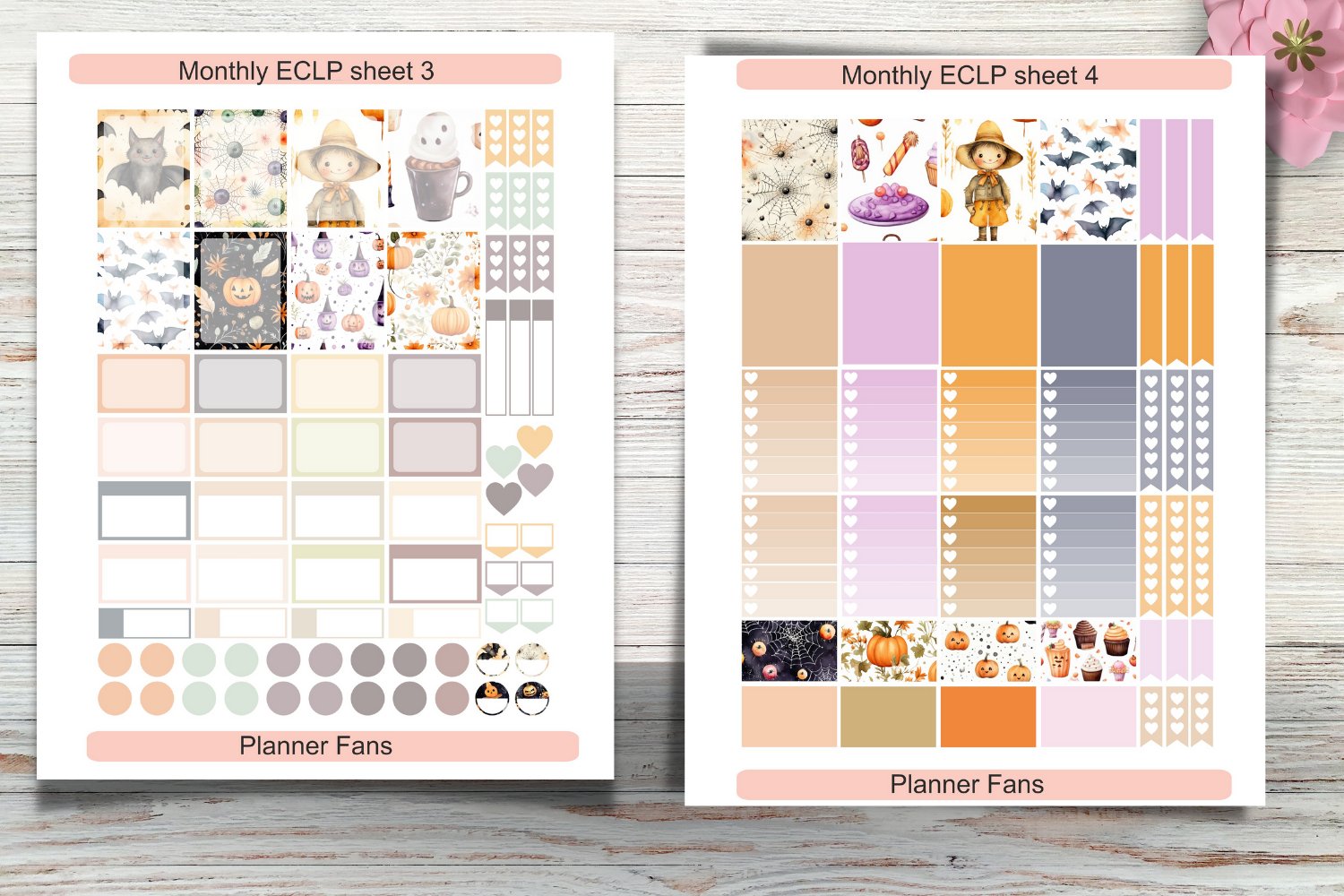 Printable monthly Halloween sticker kit for Erin Condren 3