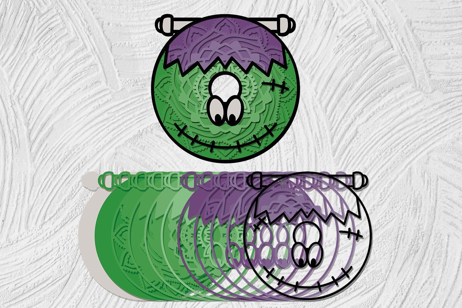 3D Halloween donuts Bundle of 7 designs Funny Monsters 2