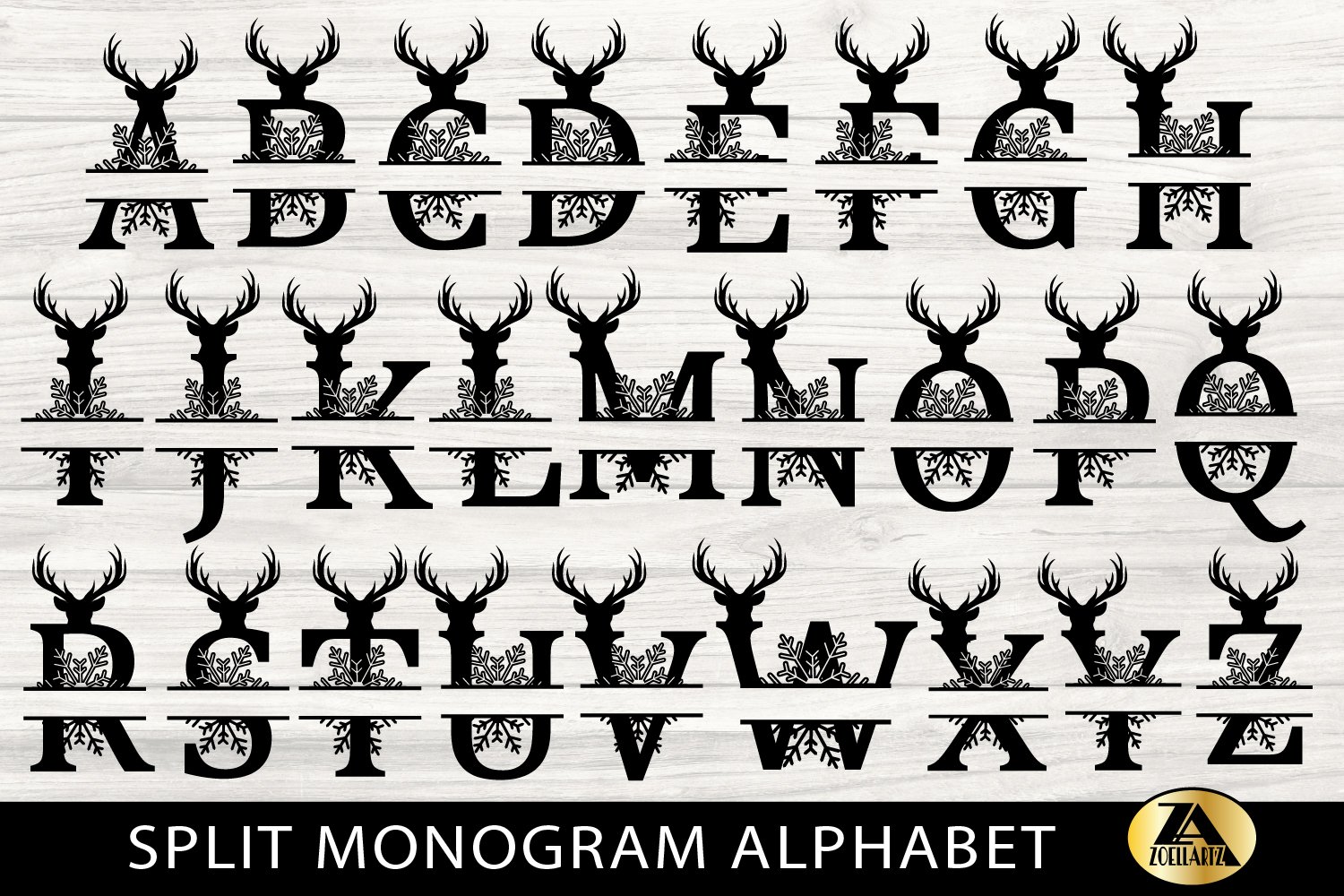 Split Monogram SVG Christmas Monogram Alphabet SVG Cut Files