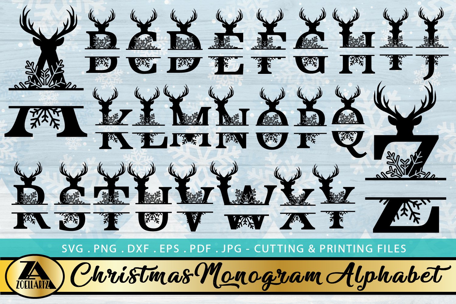 Split Monogram SVG Christmas Monogram Alphabet SVG Cut Files 2