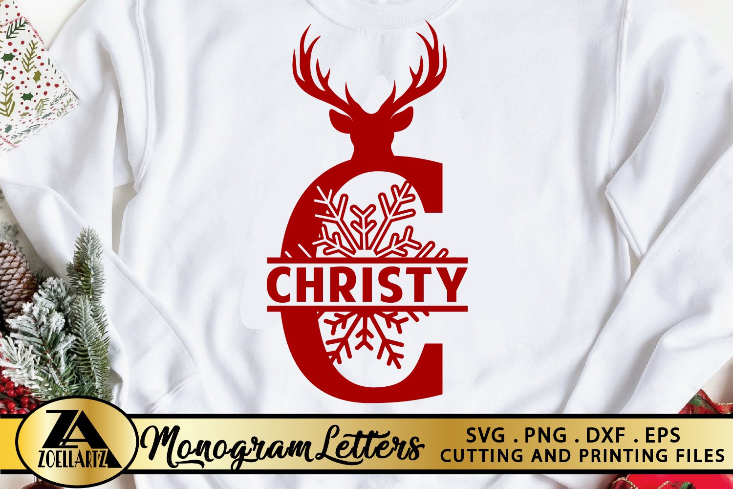 Split Monogram SVG Christmas Monogram Alphabet SVG Cut Files 3