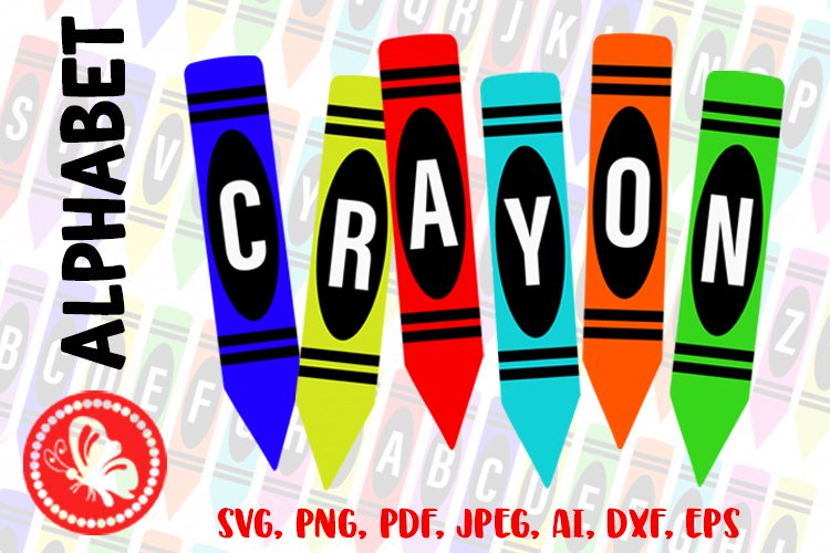 Alphabet Crayon SVG letters on a separate sheet Font Iron on
