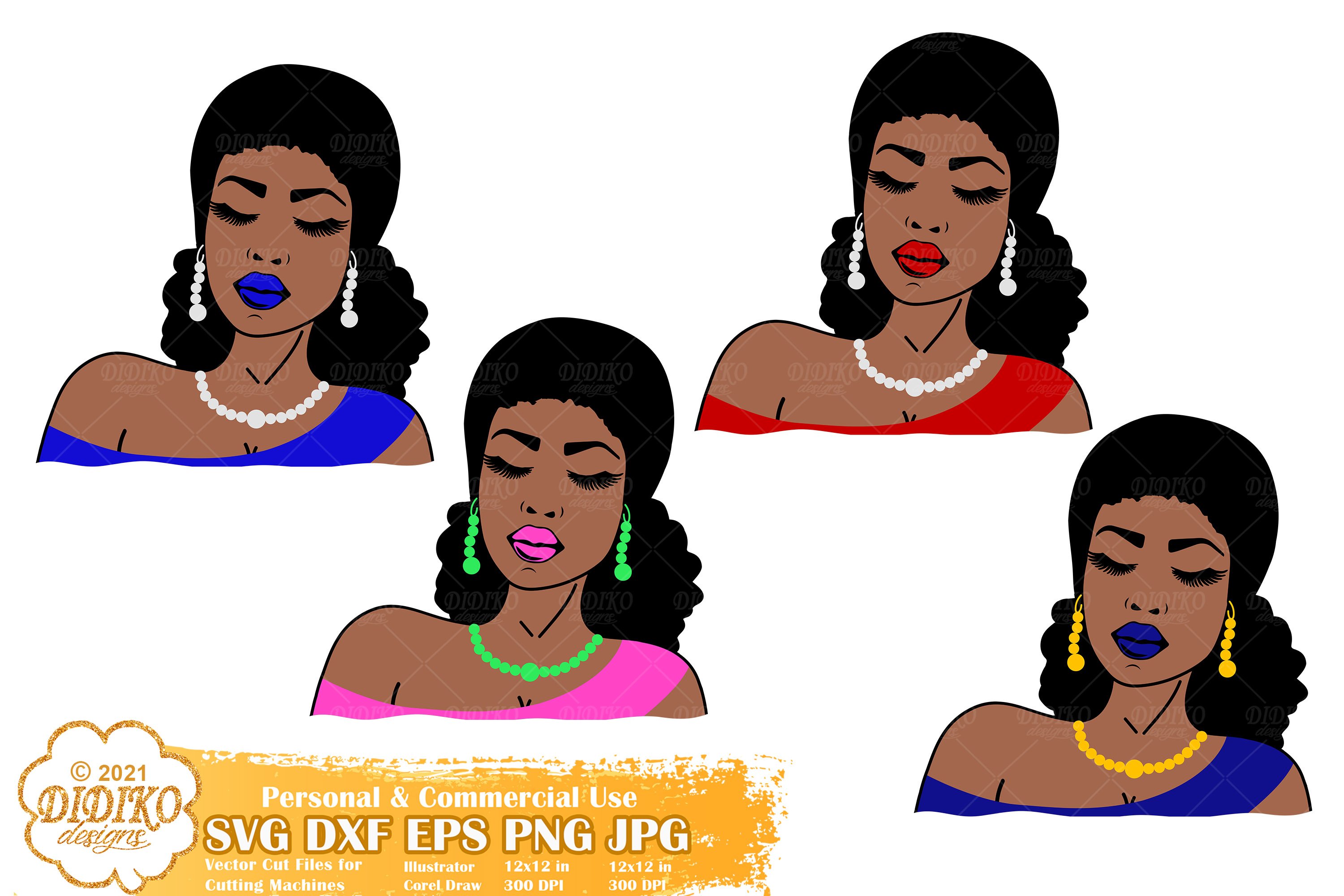 Black Women SVG Bundle, Afro Woman SVG, Pearls, Graduation