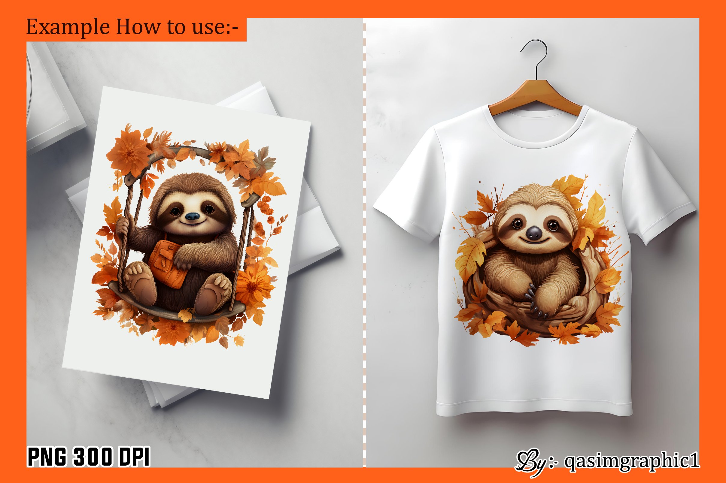 Cute Sloth Sublimation Clipart Bundle 2