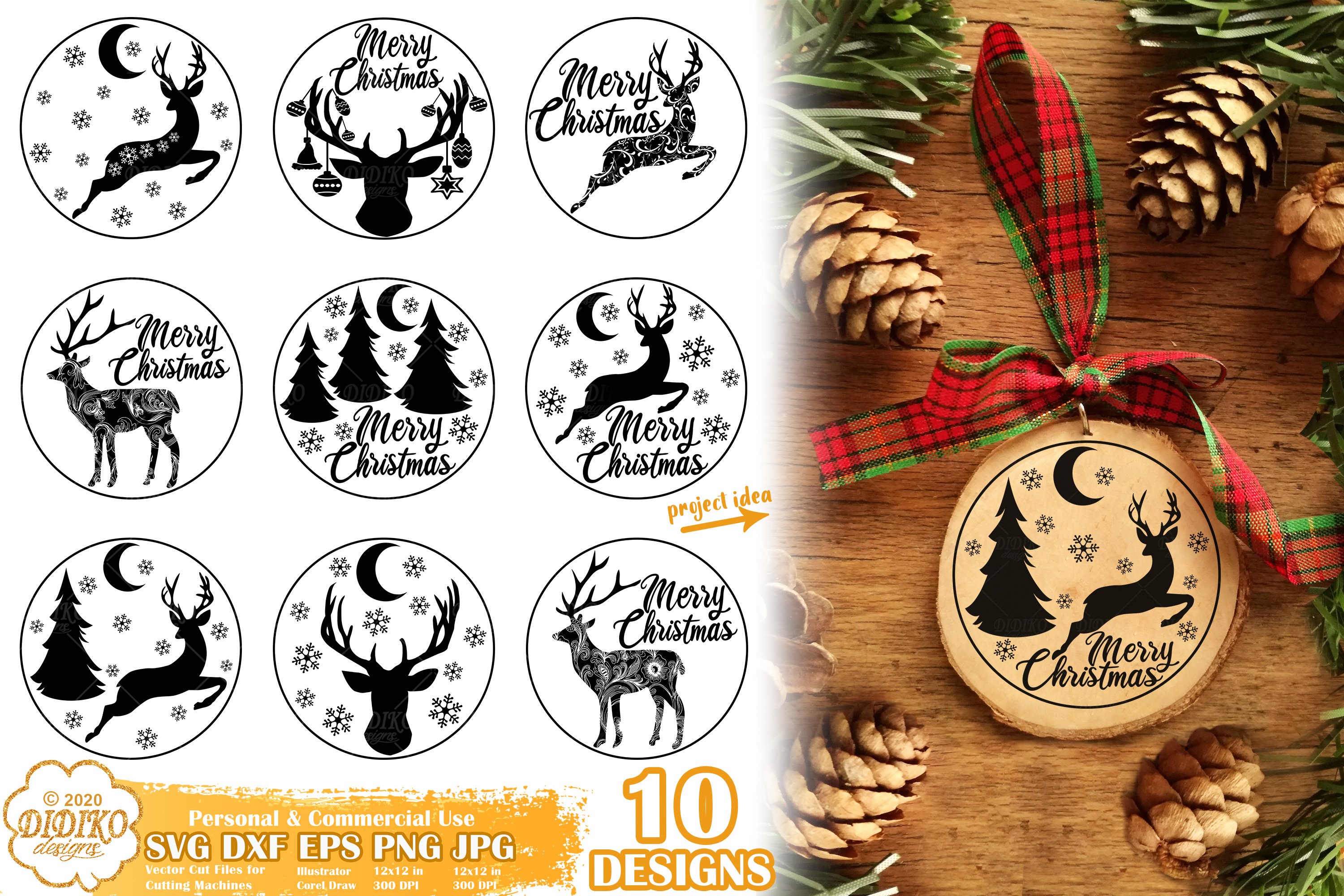 Christmas Ornament Bundle SVG, Round Christmas Sign Svg Png 2