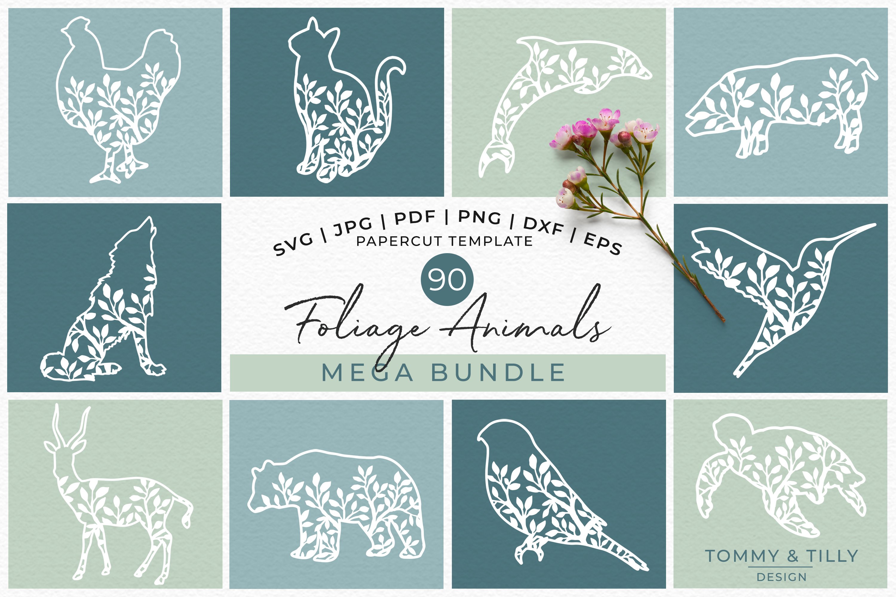 Foliage Animals Mega Bundle - Papercut SVG DXF PNG JPG PD