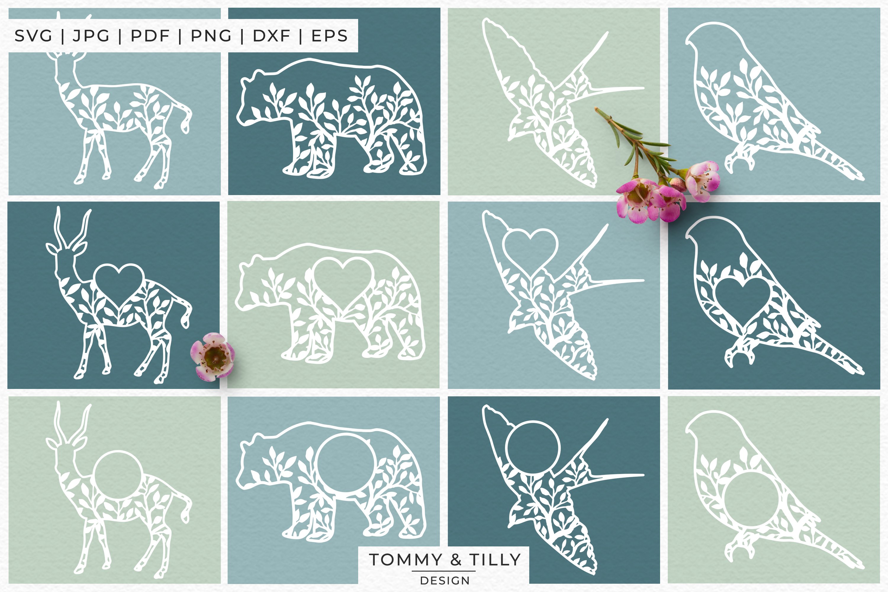 Foliage Animals Mega Bundle - Papercut SVG DXF PNG JPG PD 2
