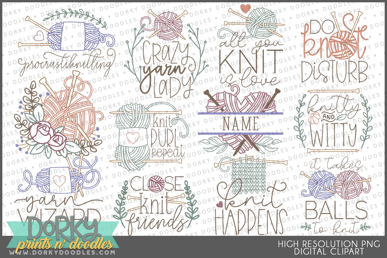 Knitting Sayings Designs for Sublimation and Stamps