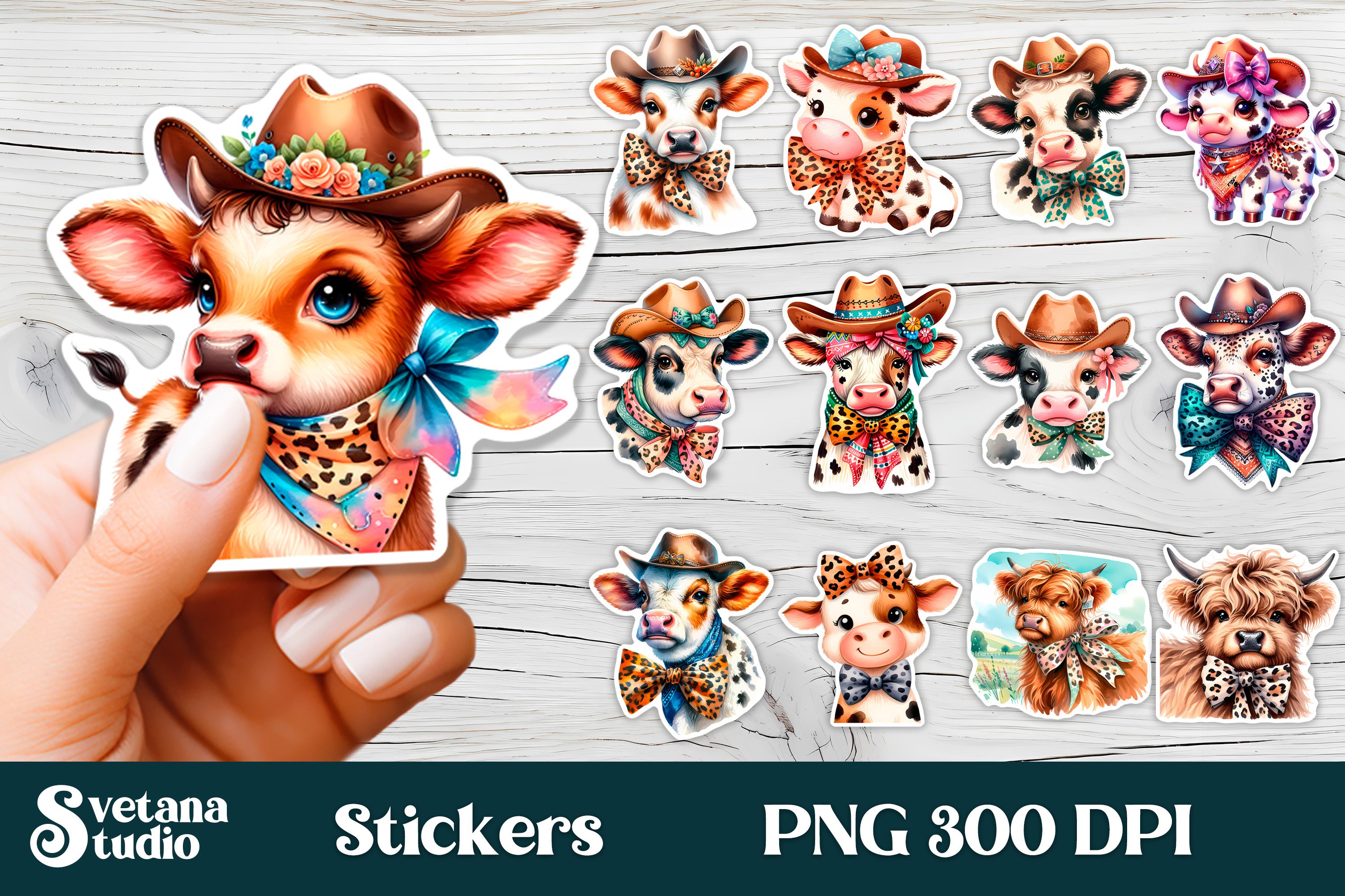 Cow stickers PNG | Cute animal sticker printable