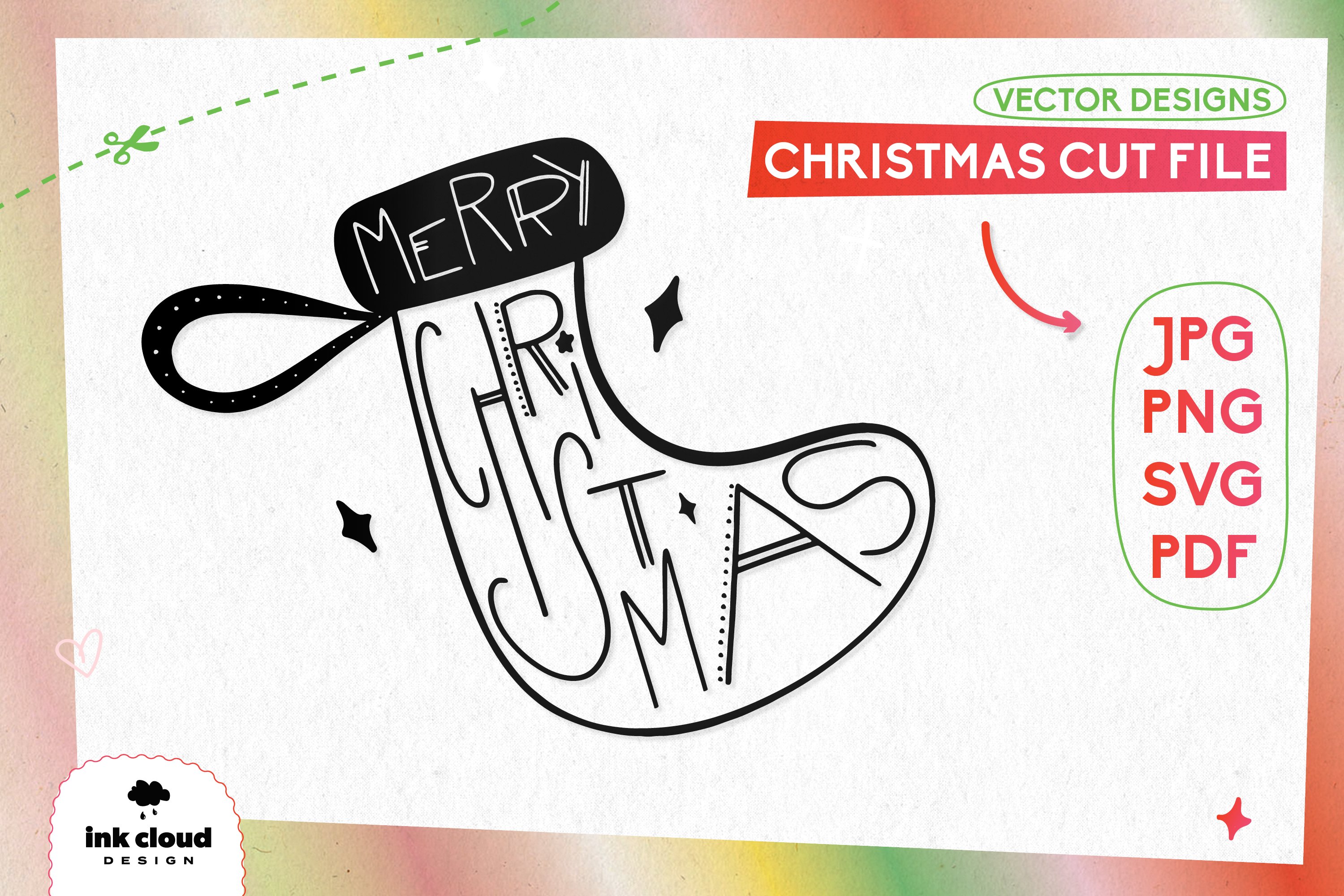 Merry Christmas Sock SVG Tree Santa Bundle Holiday Cut File