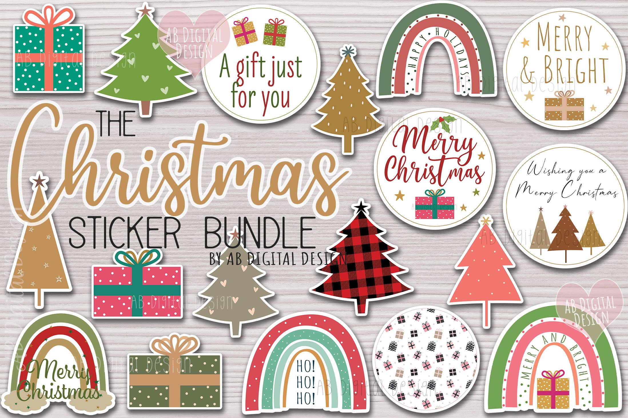 Christmas Sticker Bundle, Gift Tag Packaging Stickers