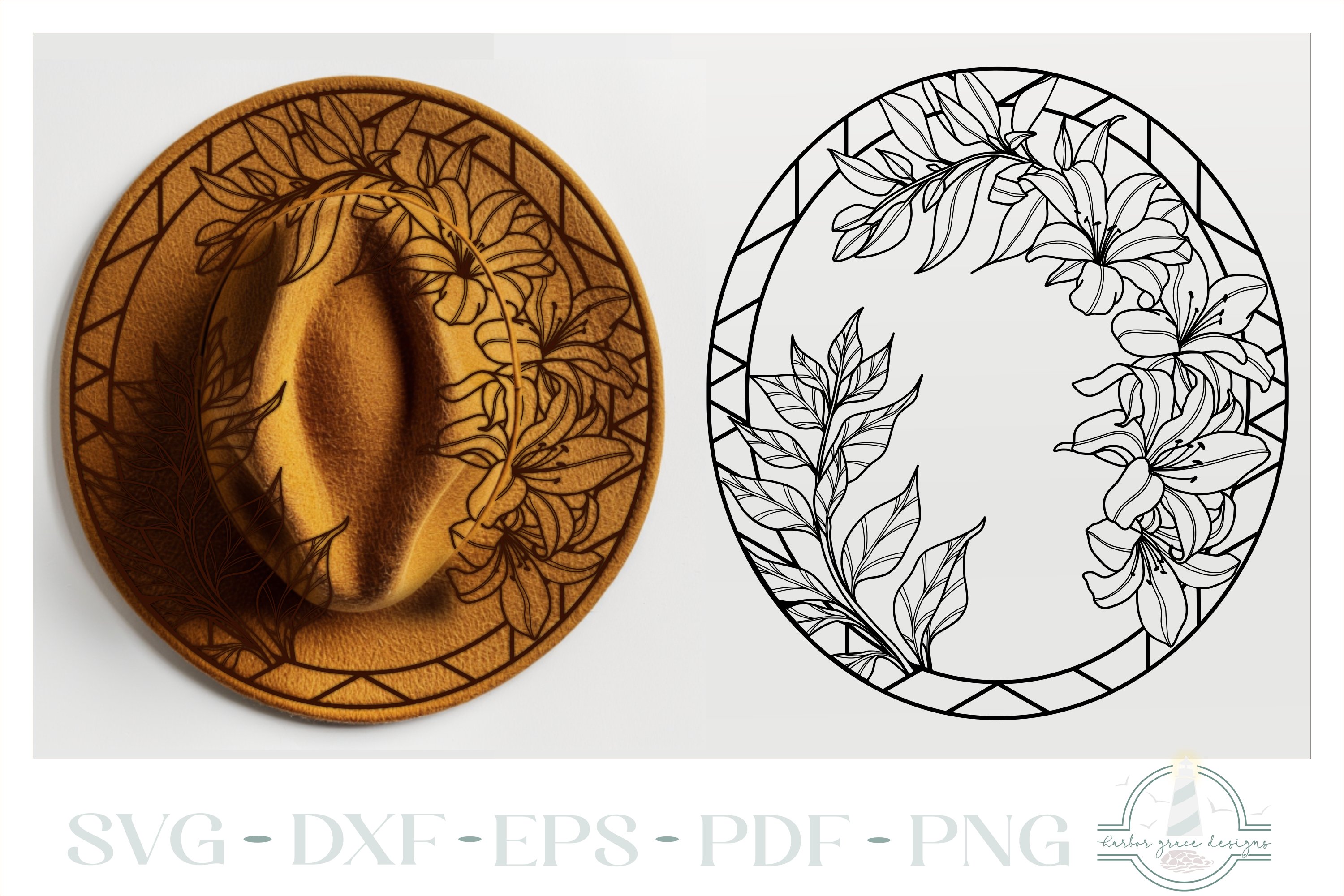 Lillies Hat Burning Design - For Pyrography