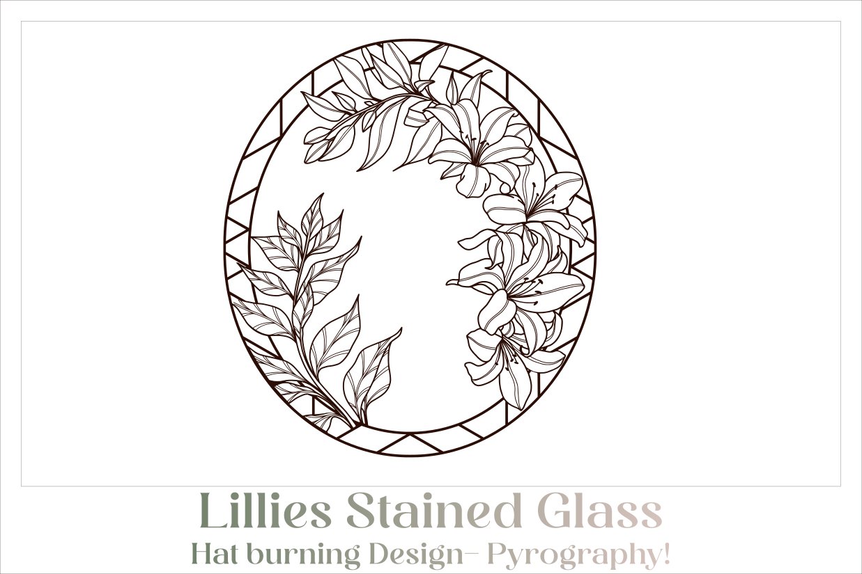 Lillies Hat Burning Design - For Pyrography 2