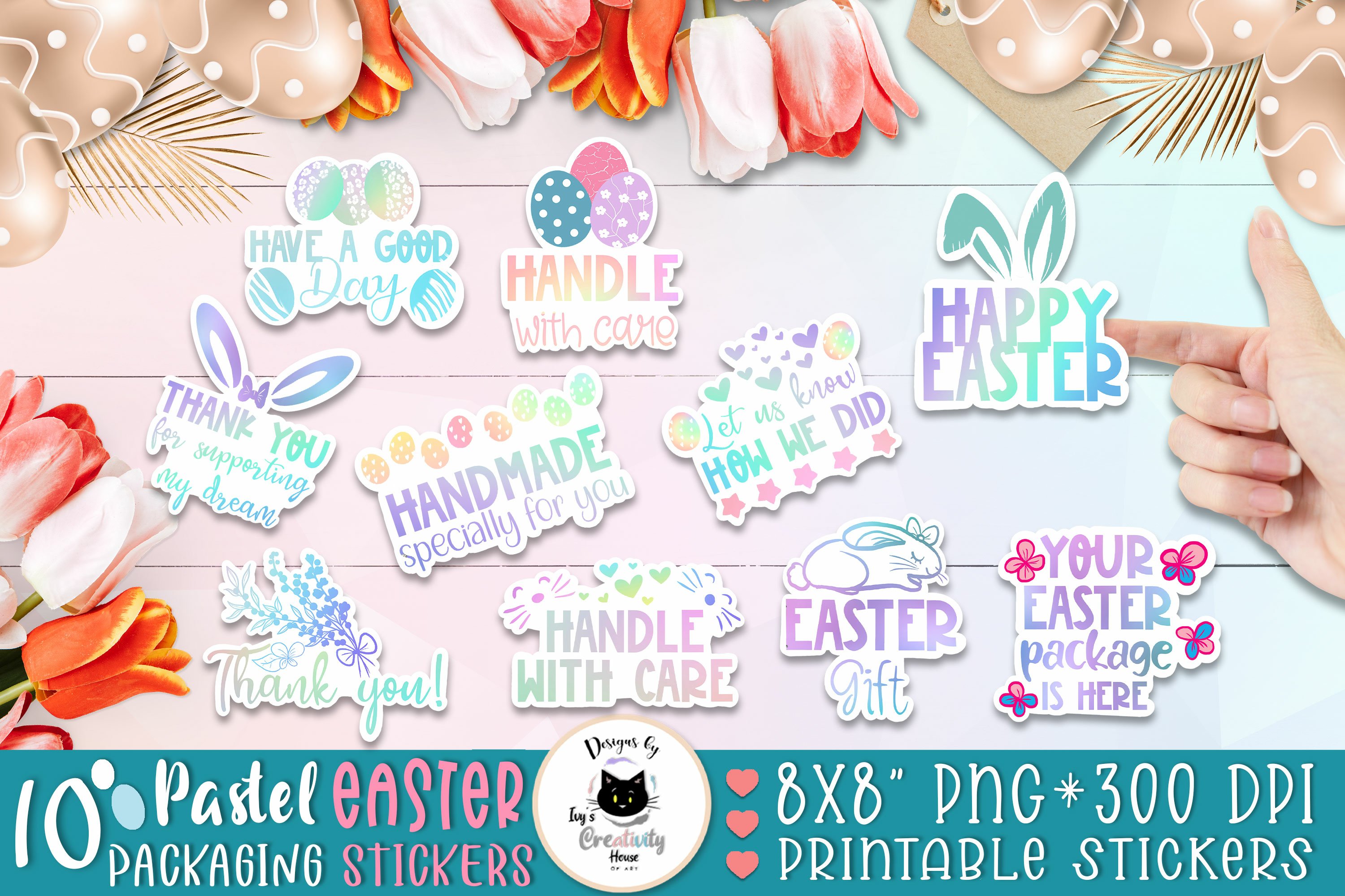 Easter Sticker Bundle | 10 Easter Packaging Stickers