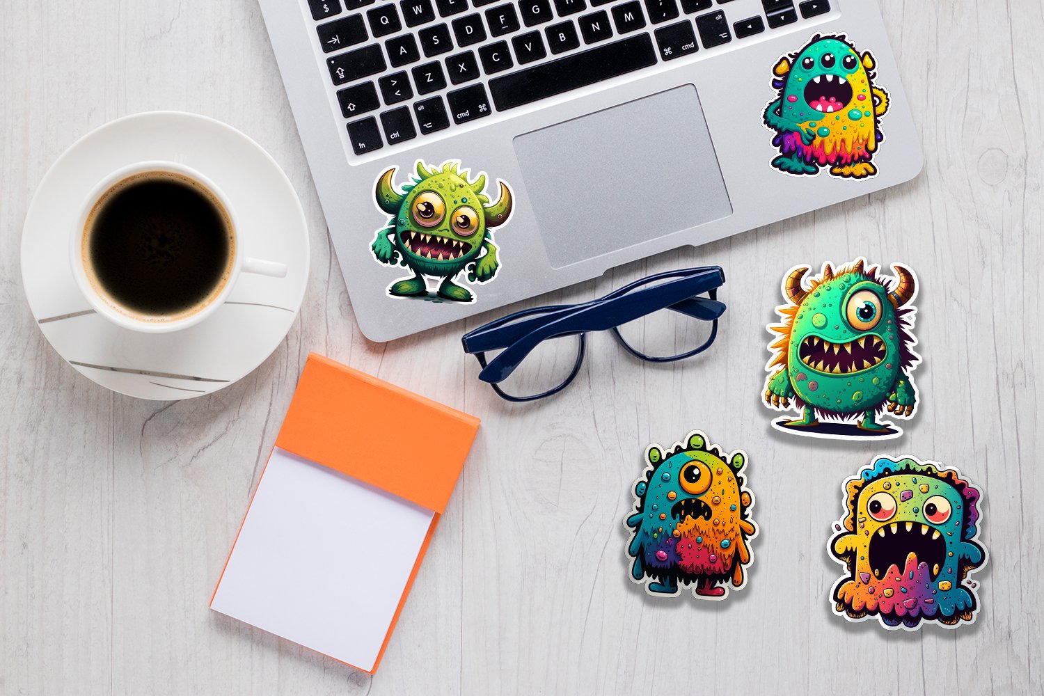 Cute Monsters Printable Stickers. 36PNG monster stickers 2