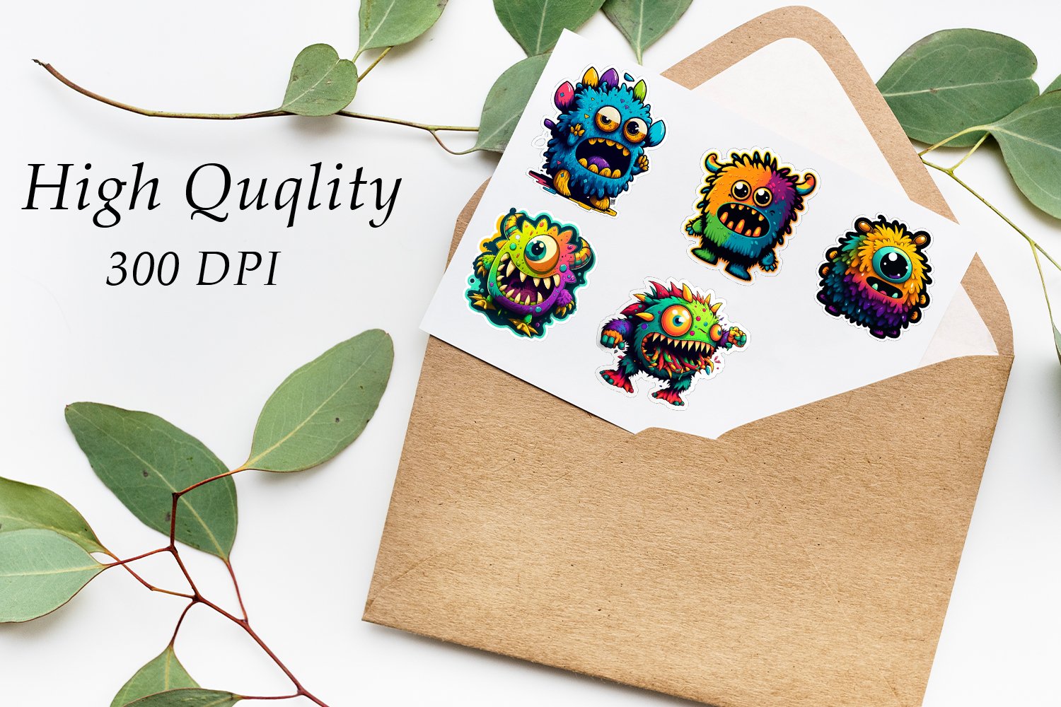 Cute Monsters Printable Stickers. 36PNG monster stickers 3