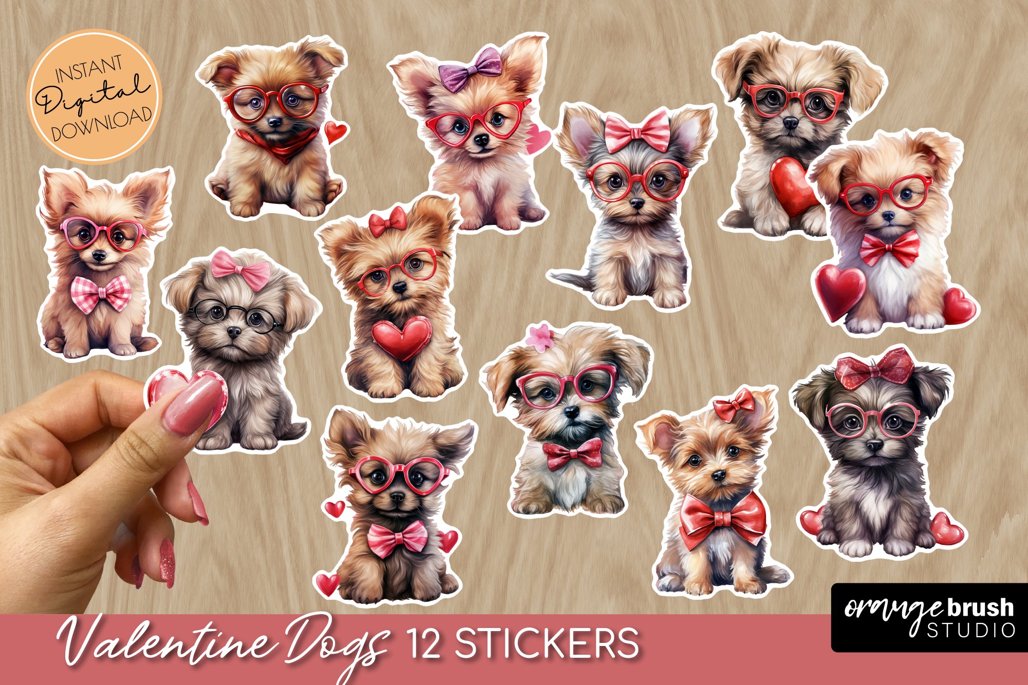 Valentine Dog Printable Stickers for Valentines Day