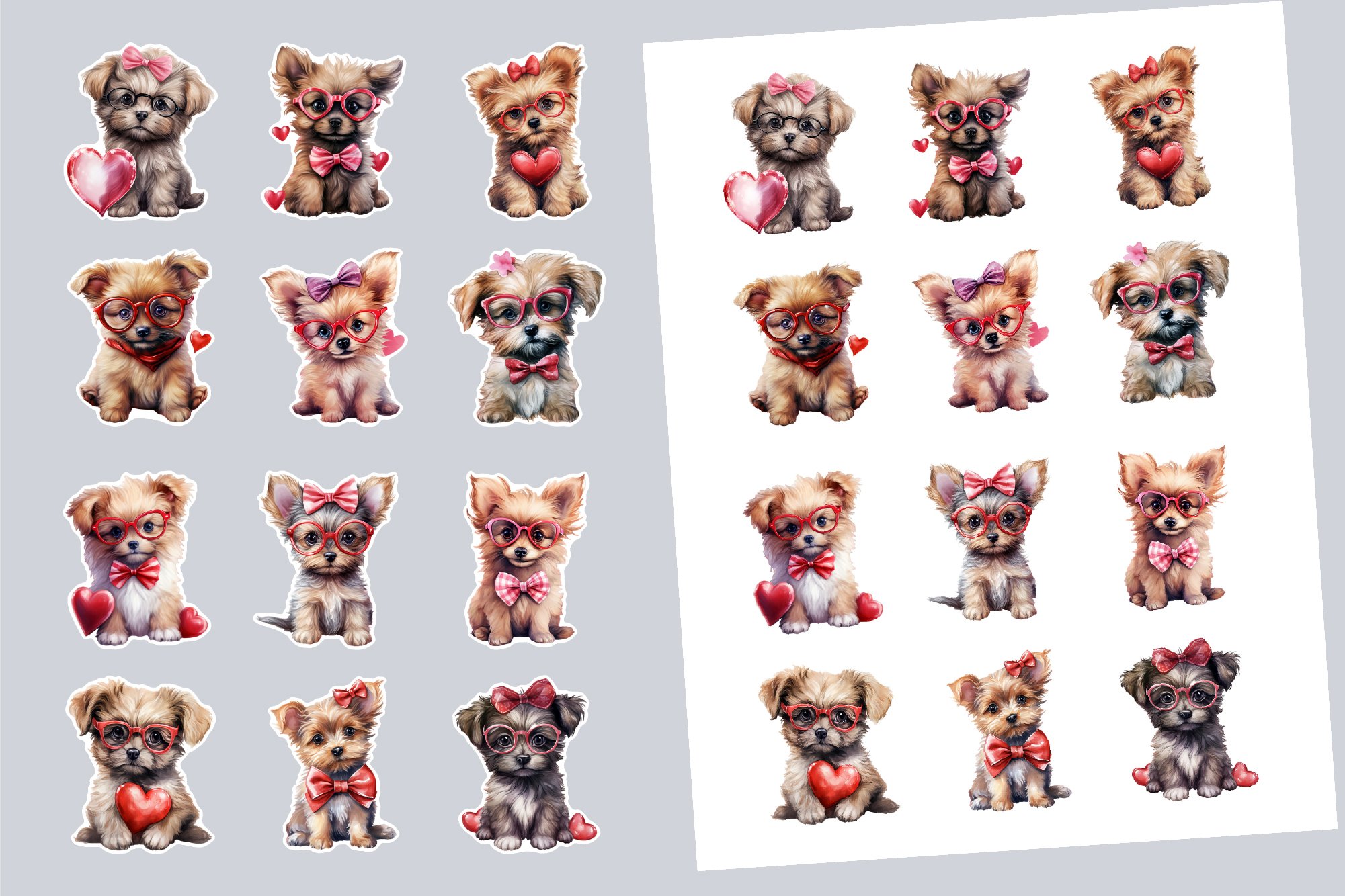 Valentine Dog Printable Stickers for Valentines Day 2