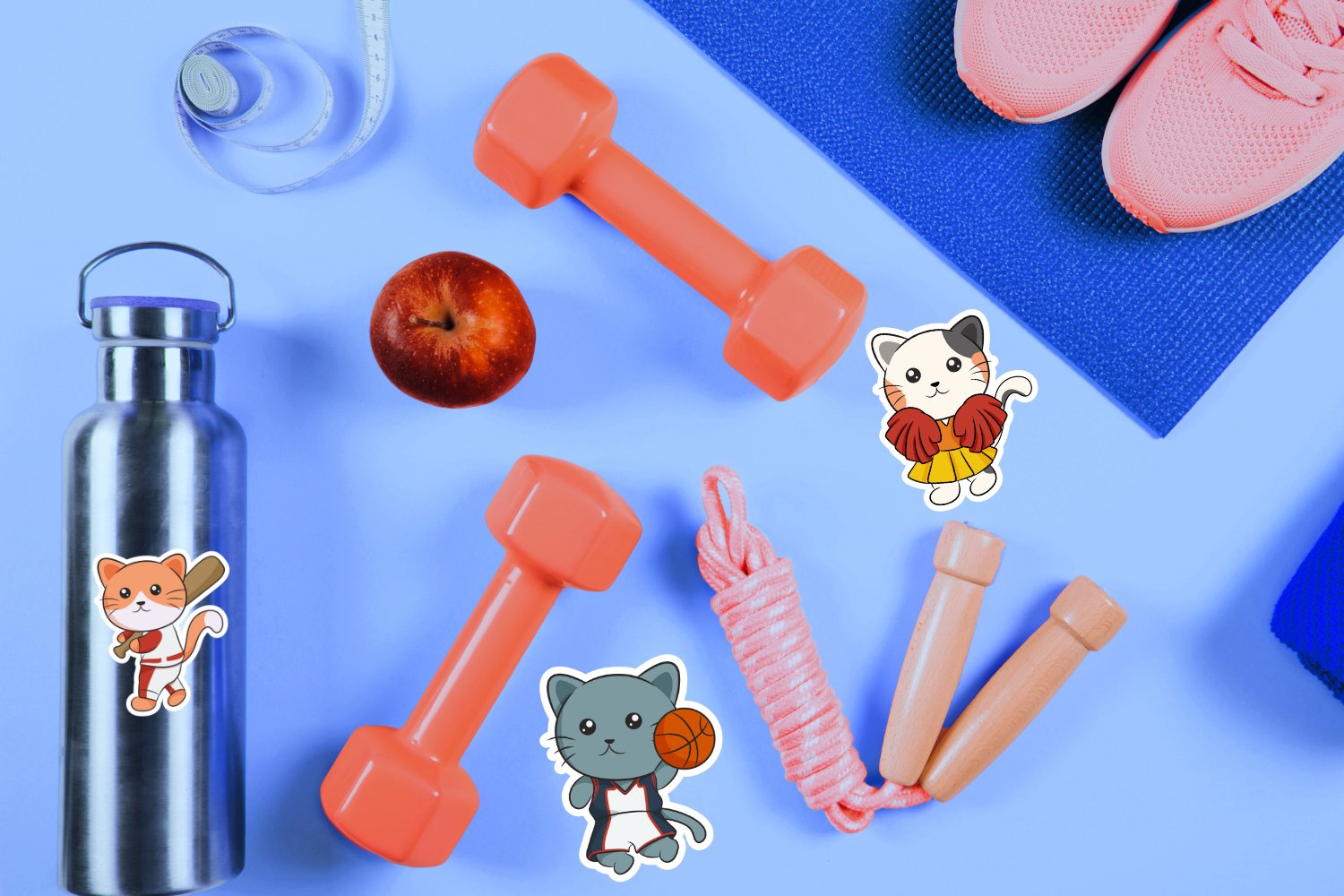 Sporty Cats Clipart   Sticker Bundle | Sports PNG 3