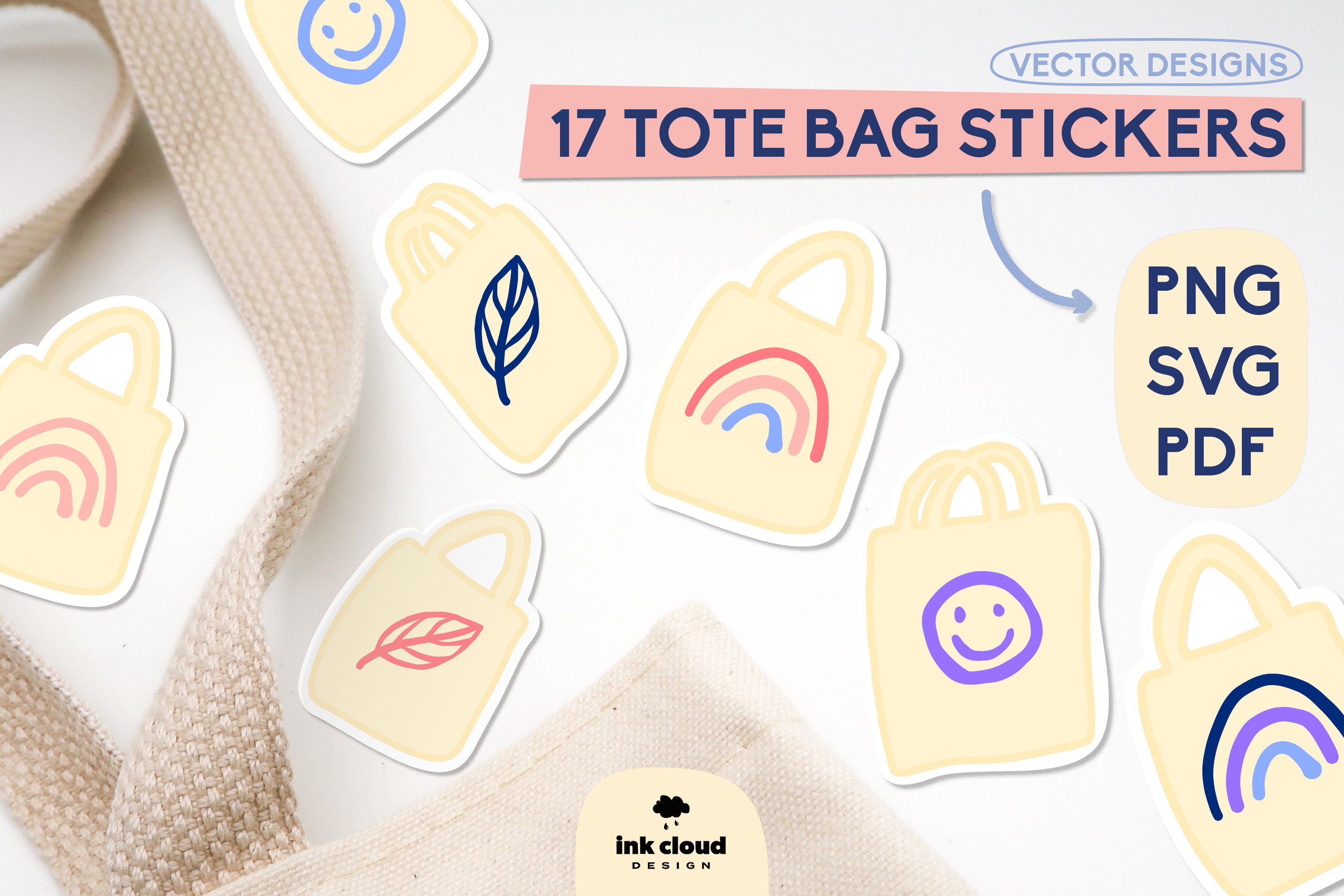 Tote Bag Rainbow Nature Stickers Design Labels Sublimation