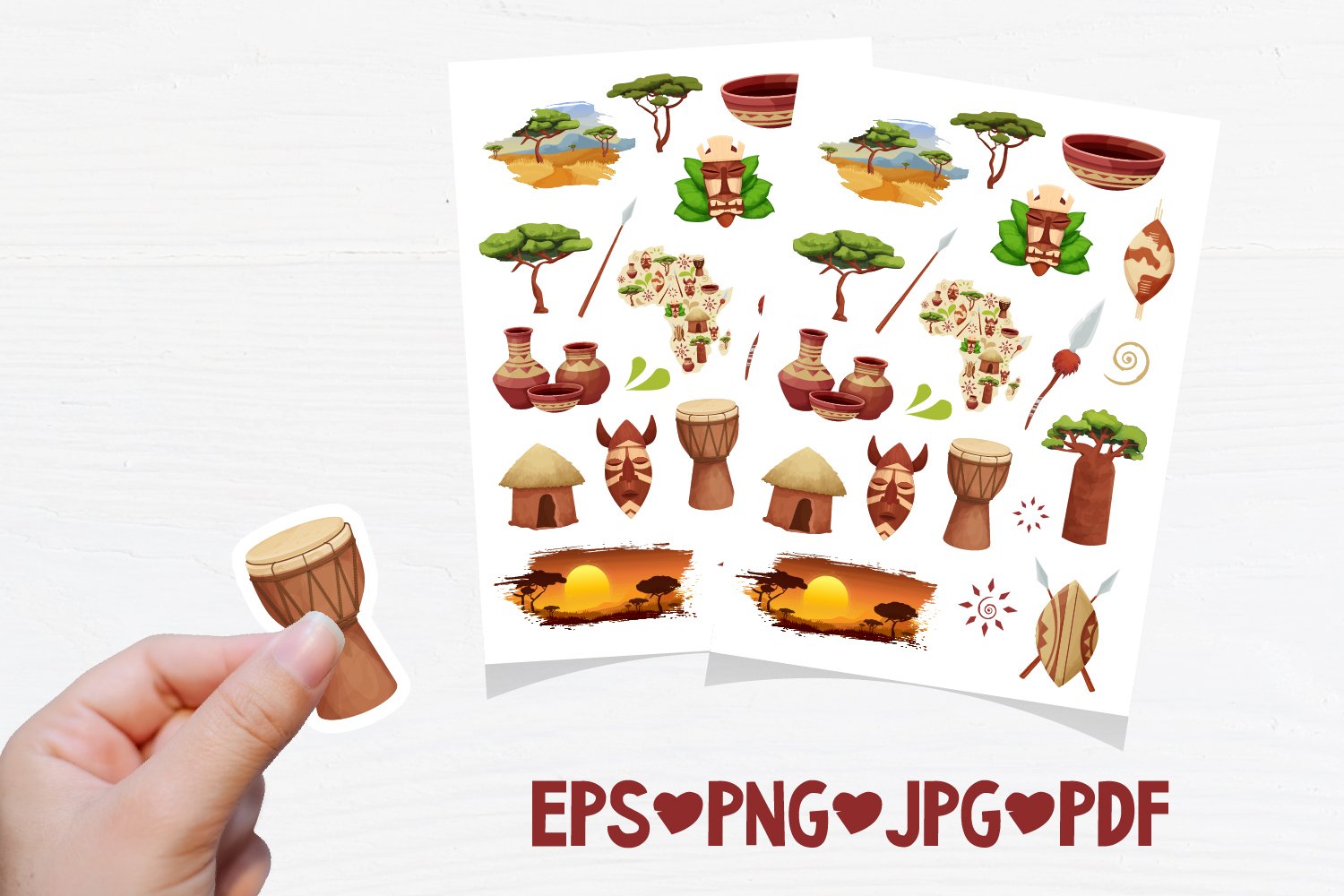 Tribal Africa Printable sticker bundle PNG EPS AI 2
