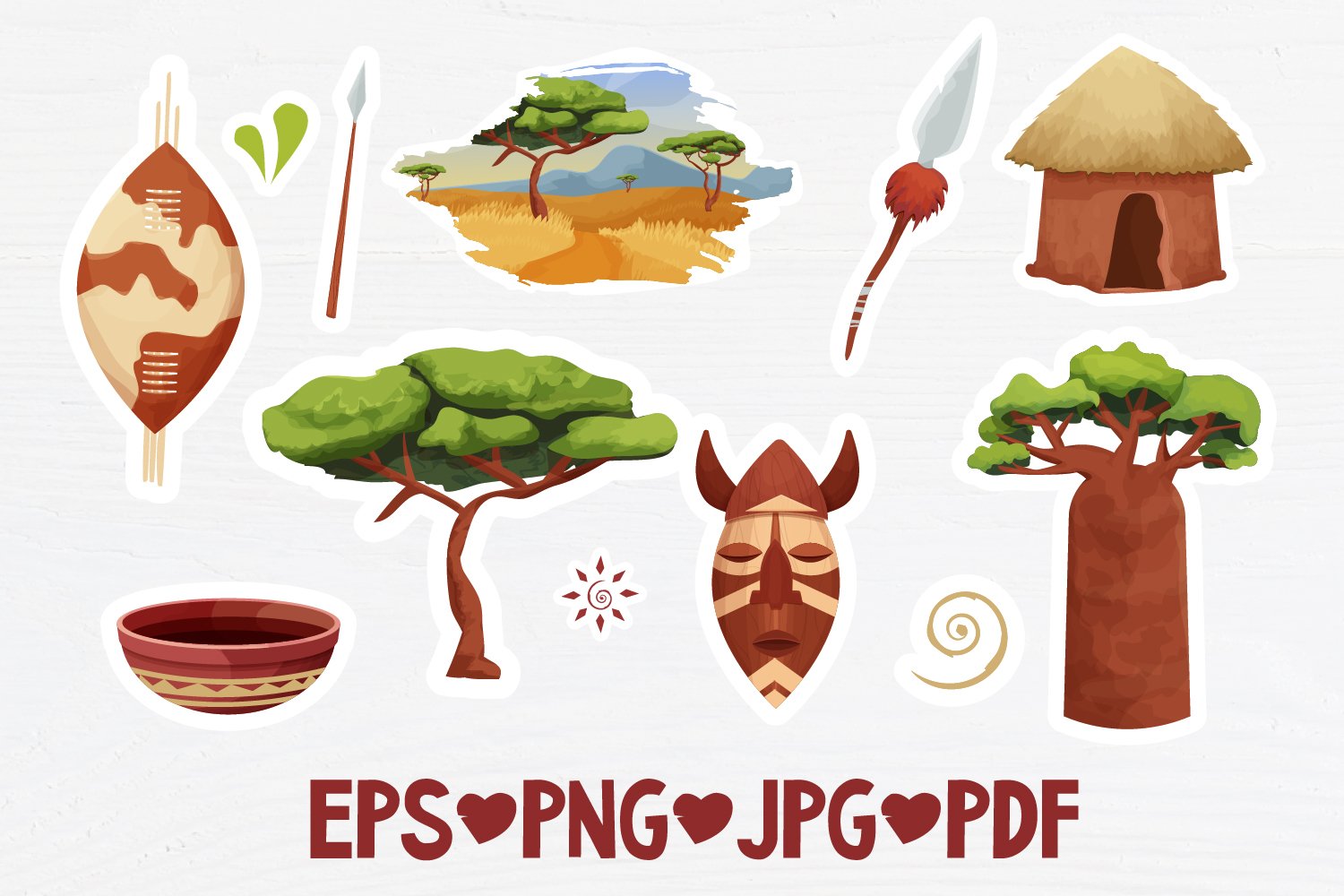 Tribal Africa Printable sticker bundle PNG EPS AI 3