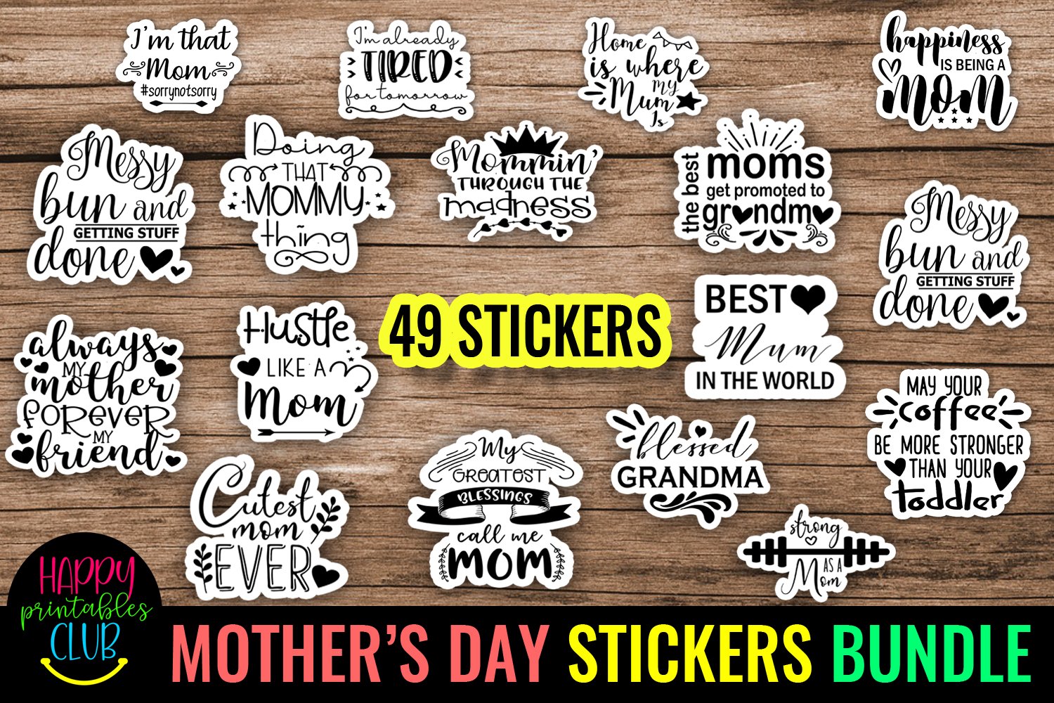 Mothers Day Printable Stickers Bundle I Mom Stickers Bundle