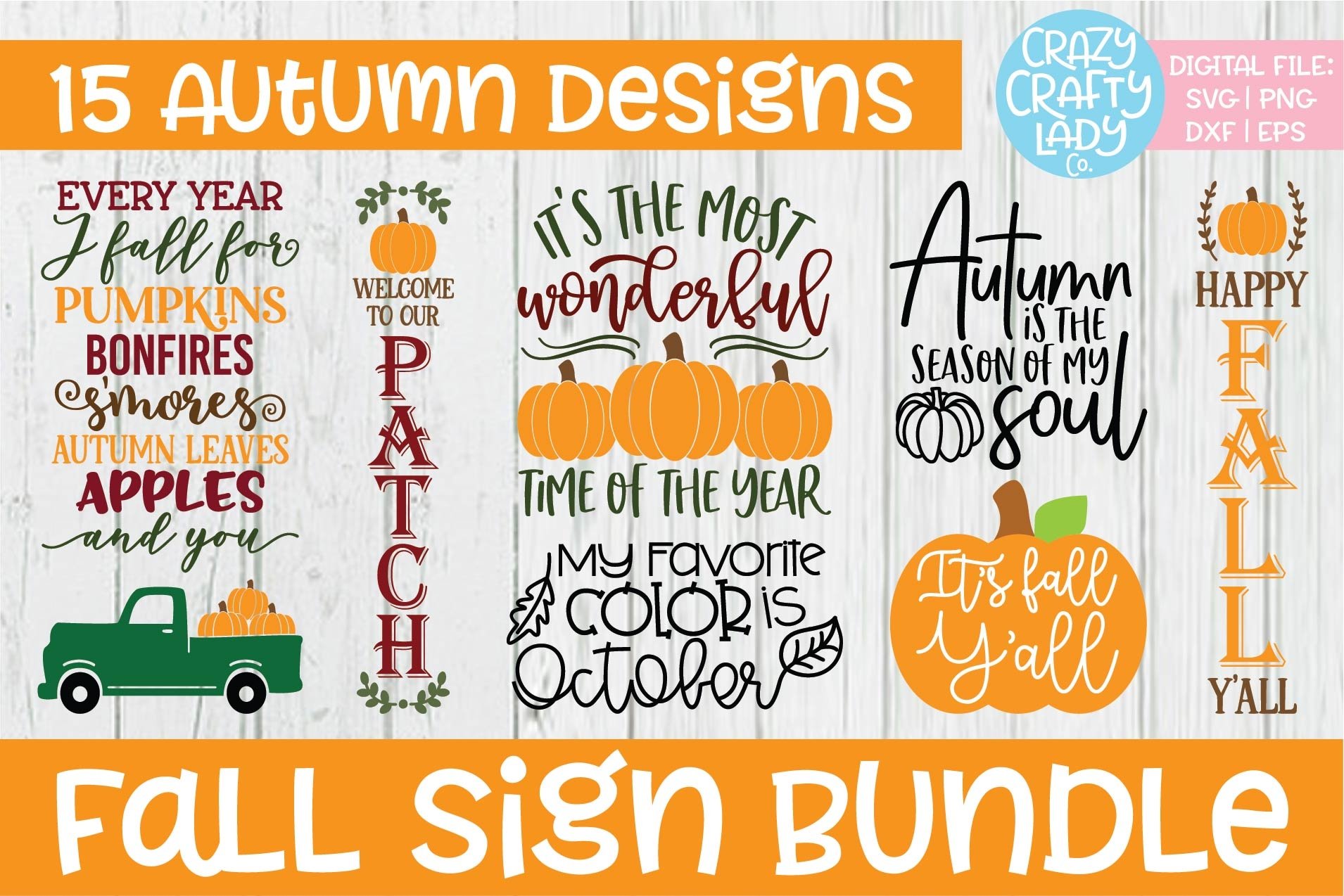 Fall Sign SVG DXF EPS PNG Cut File Bundle