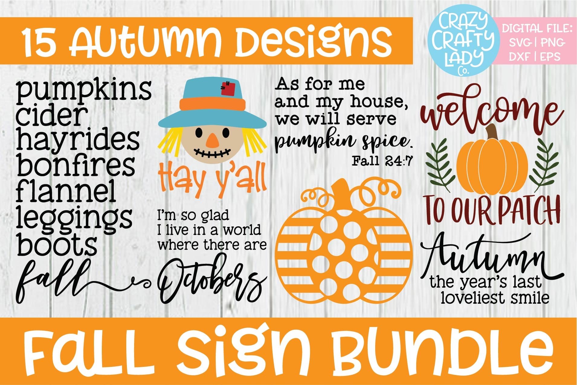 Fall Sign SVG DXF EPS PNG Cut File Bundle 2