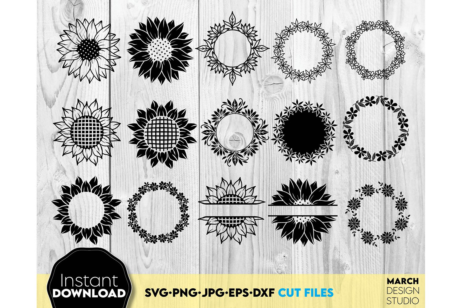 Sunflower SVG, Flower SVG, flower monogram svg floral wreat