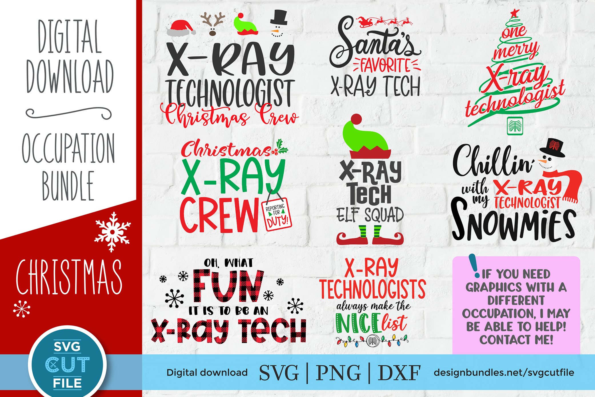 Christmas X-ray technologist svg bundle - xray tech svg set