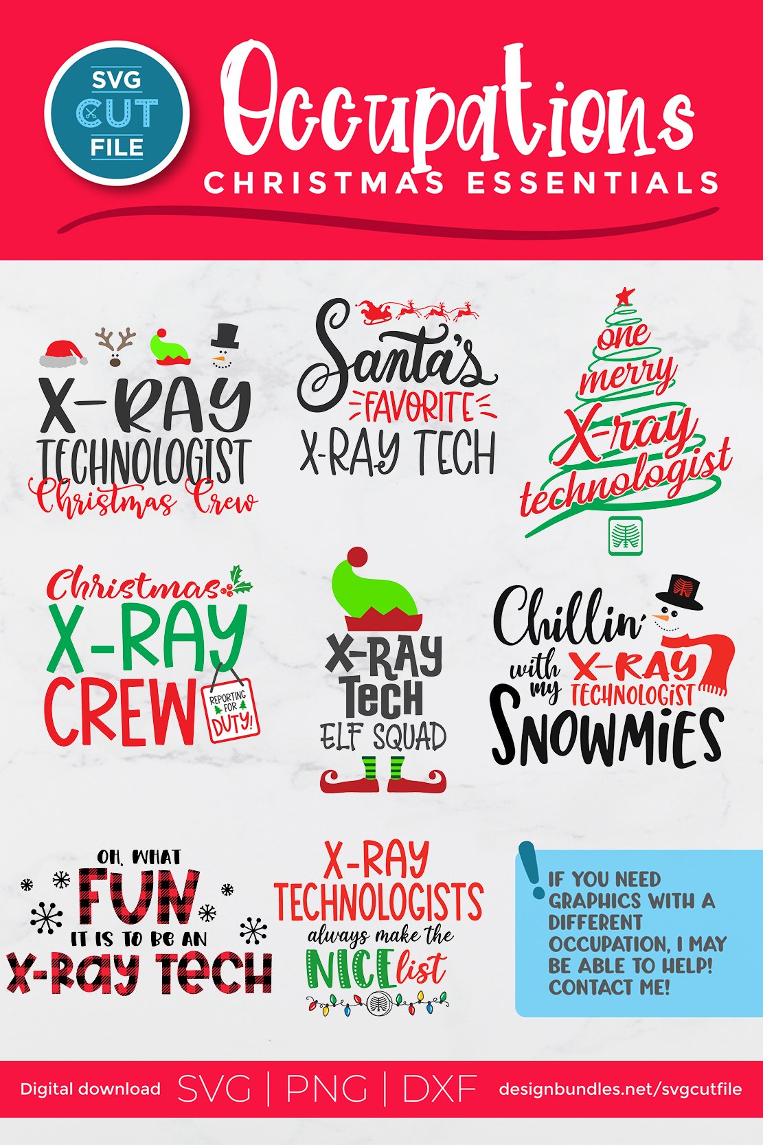 Christmas X-ray technologist svg bundle - xray tech svg set 2
