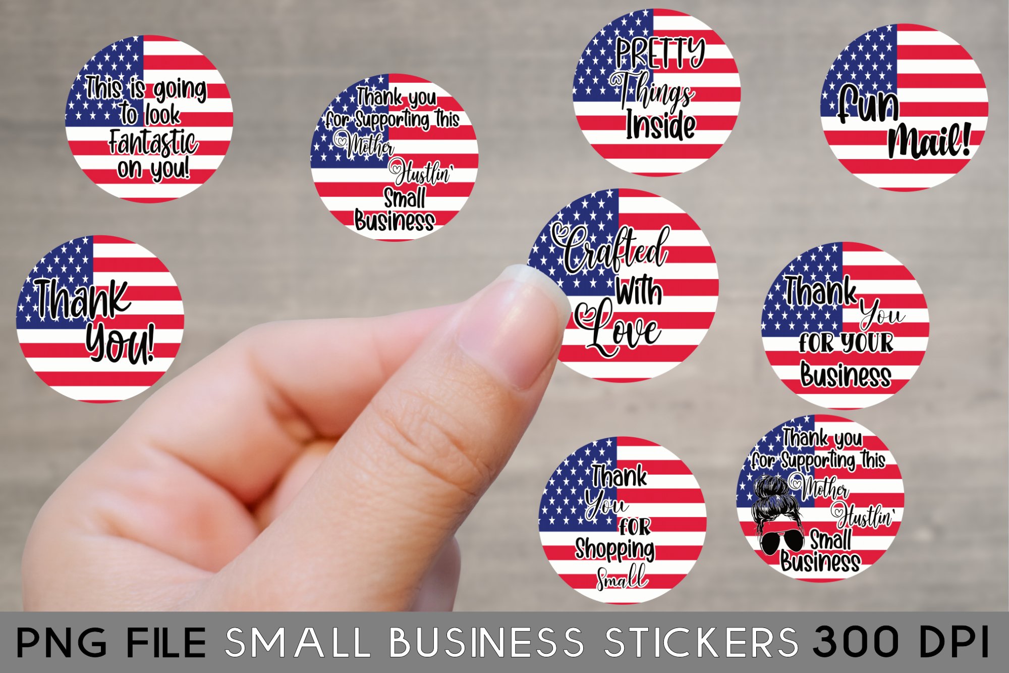 Round Small Business Owner Stickers, American Flag Design